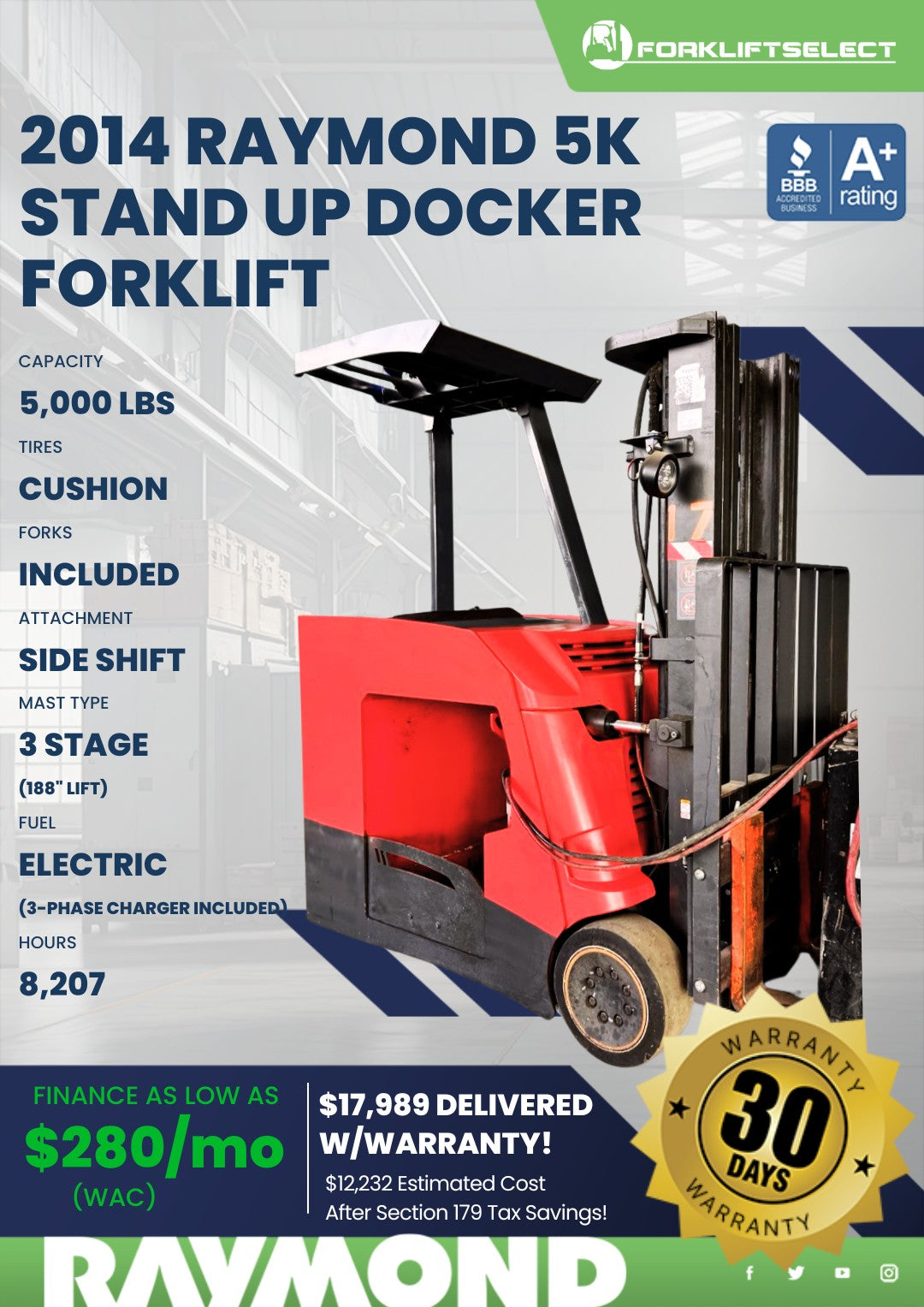 2014.0 Raymond 5K Cushion Tire Forklift