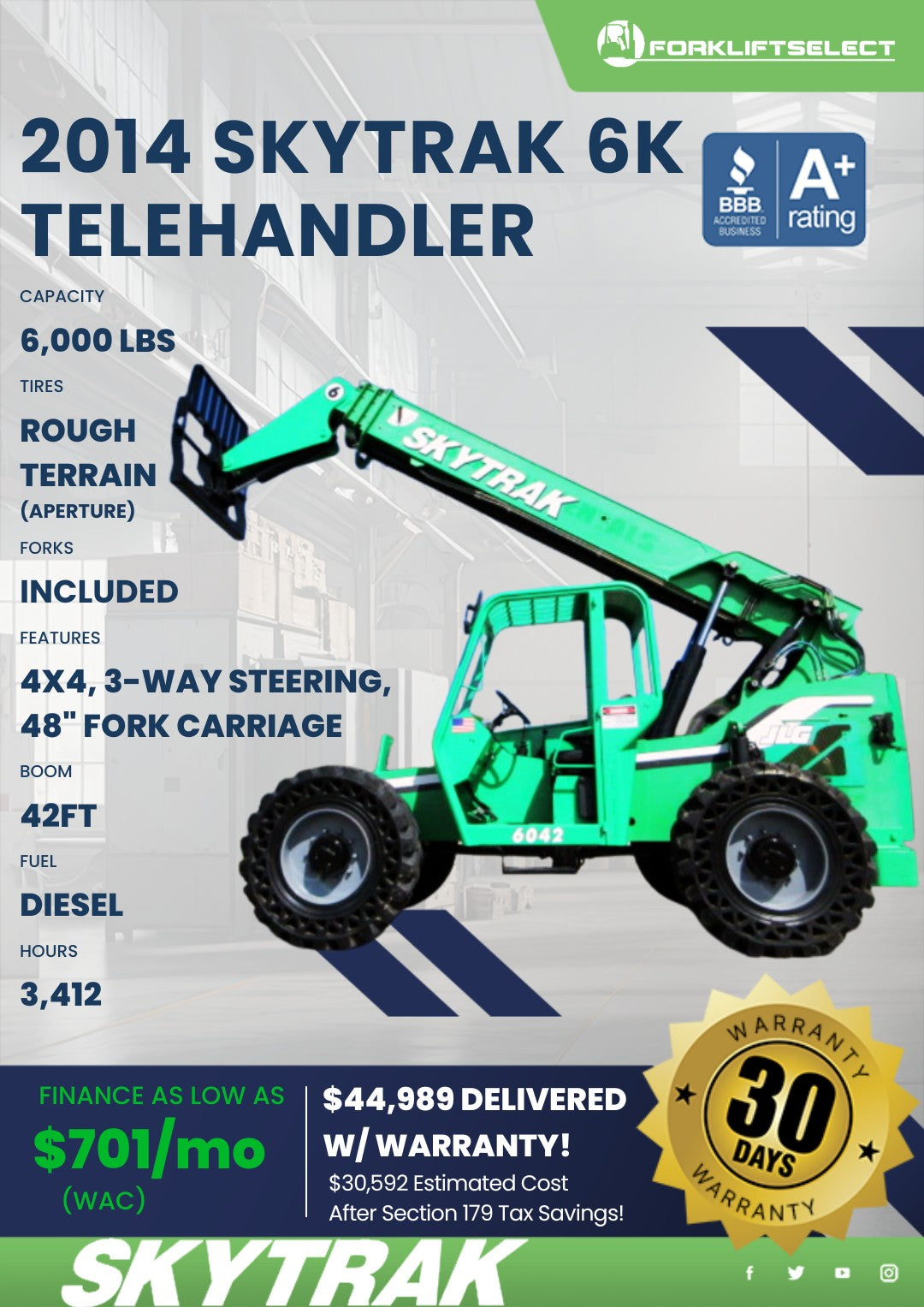2014 Skytrak 6K Rough Terrain Teleh...