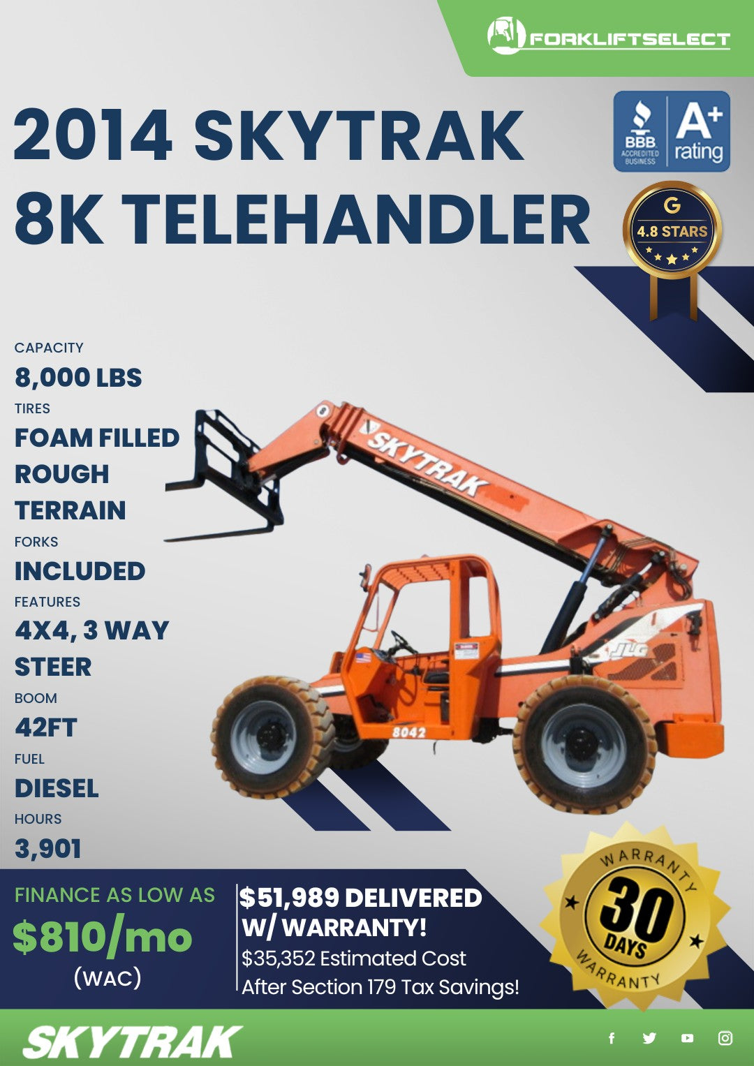 2014 SkyTrak 8K Rough Terrain Teleh...