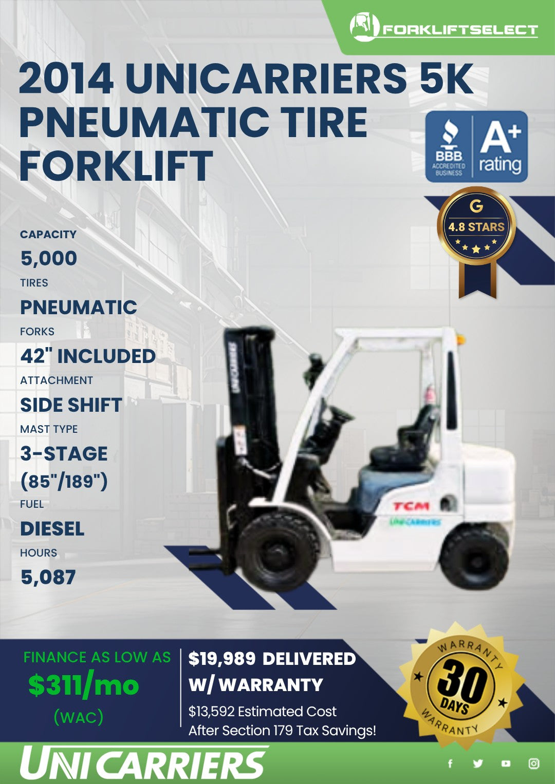 2014 Unicarriers 5K Pneumatic Tire ...