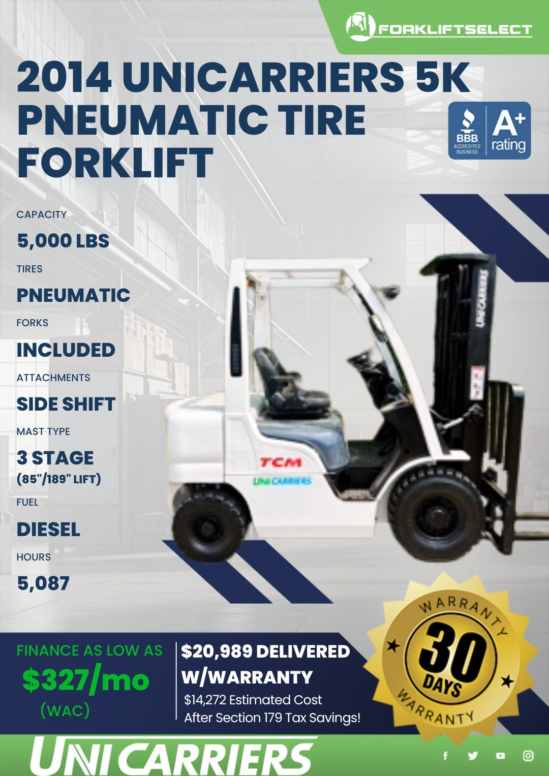 2014.0 UniCarriers 5K Pneumatic Tir...