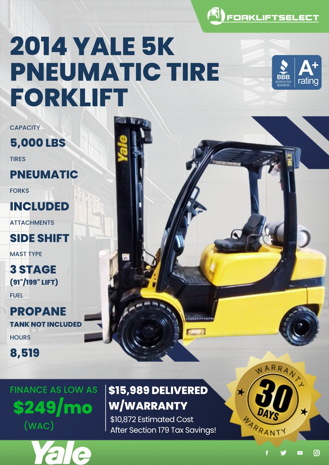 2014 Yale 5K Pneumatic Tire Forklif...