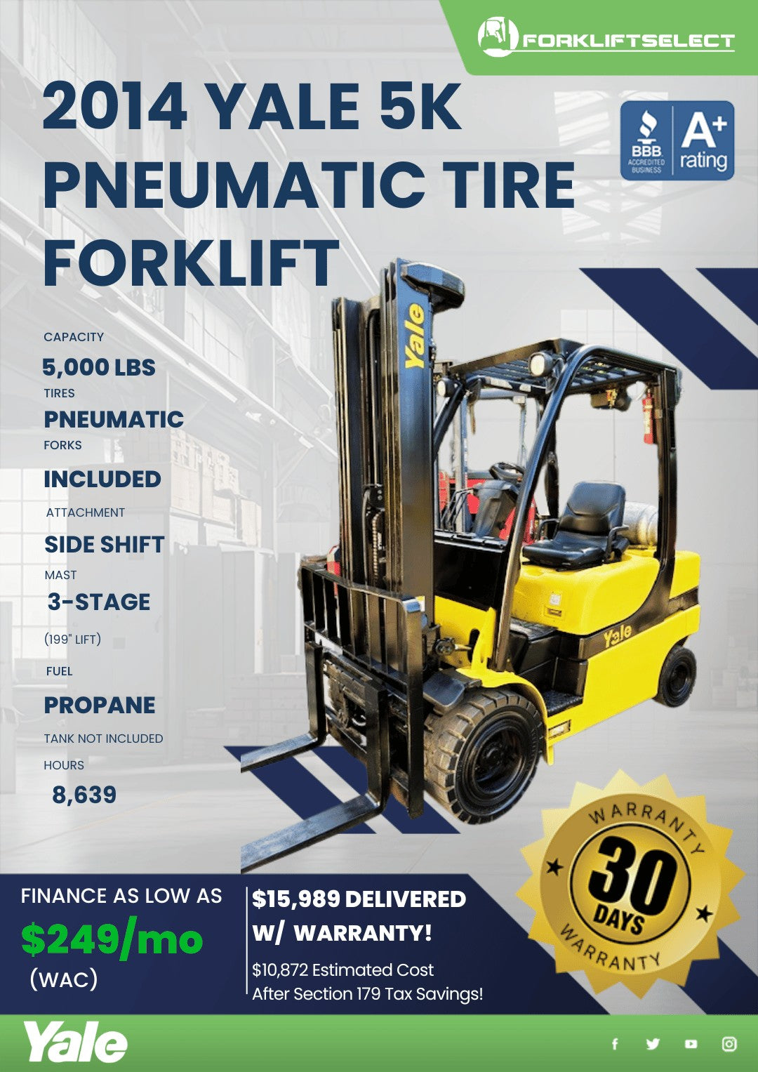 2014 Yale 5K Pneumatic Tire Forklif...