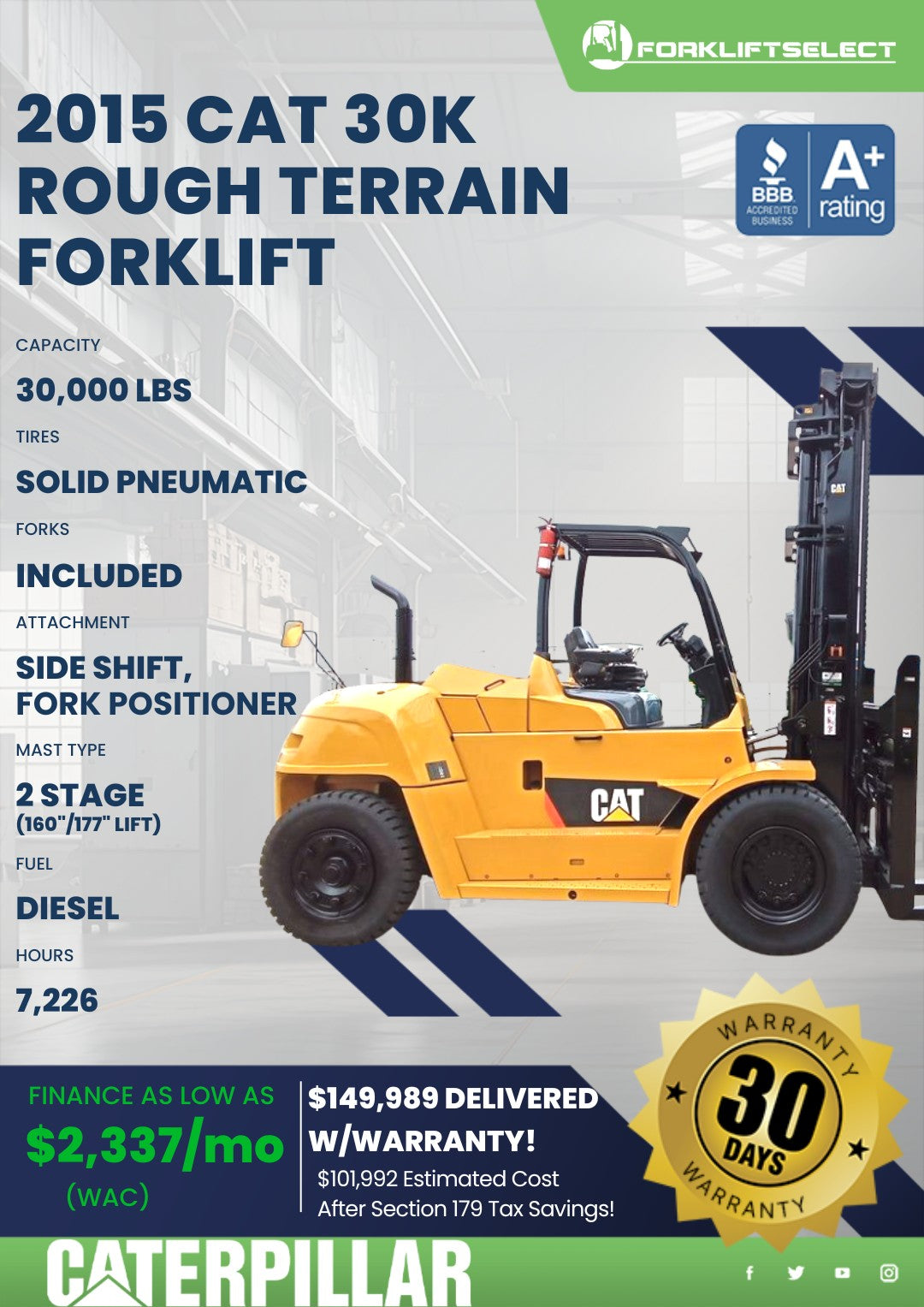 2015.0 Caterpillar 30K Pneumatic Ti...