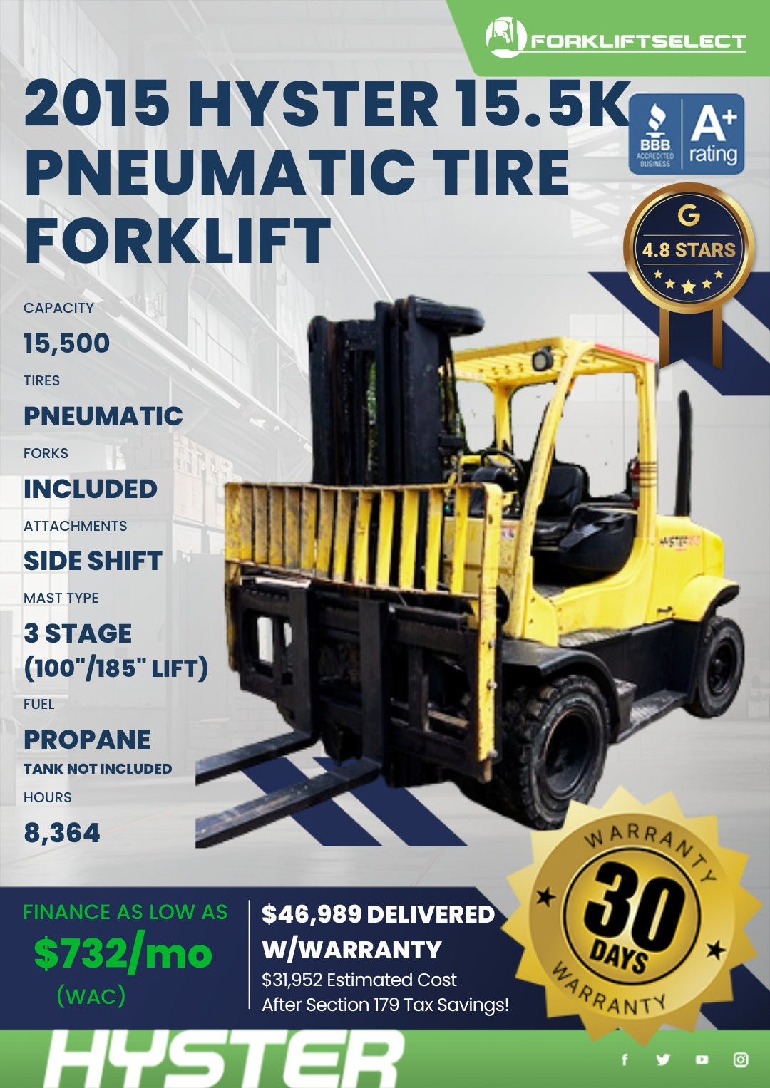 2015.0 Hyster 15.5K Pneumatic Tire ...