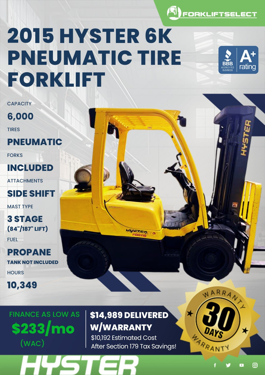 2015.0 Hyster 6K Pneumatic Tire For...