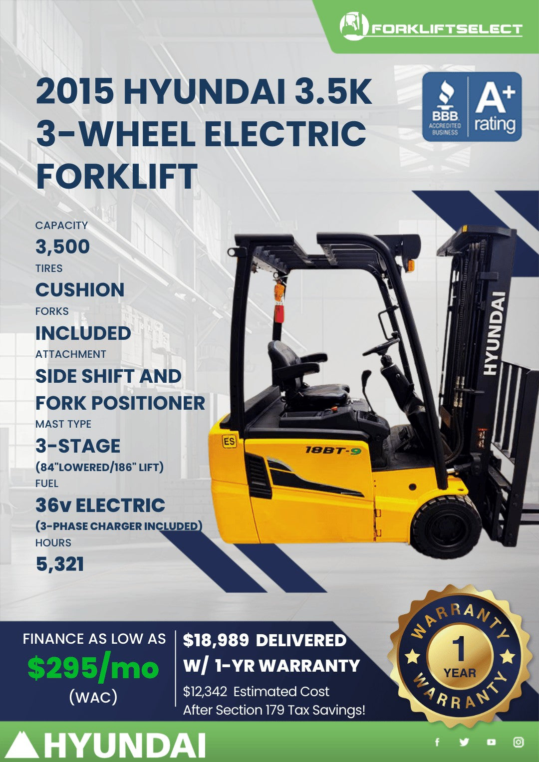 2015 Hyundai 3.5K Cushion Electric ...