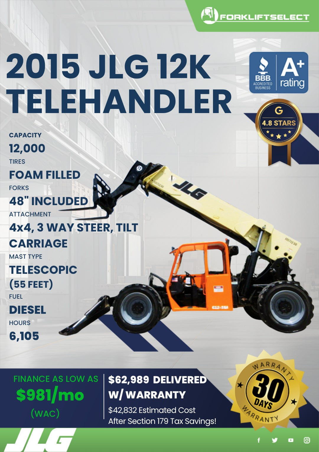 2015 JLG 12K Pneumatic Tire Telehan...