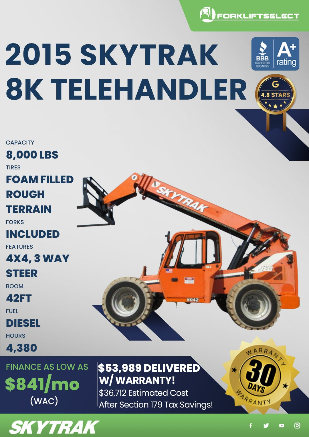 2015 SkyTrak 8K Rough Terrain Teleh...