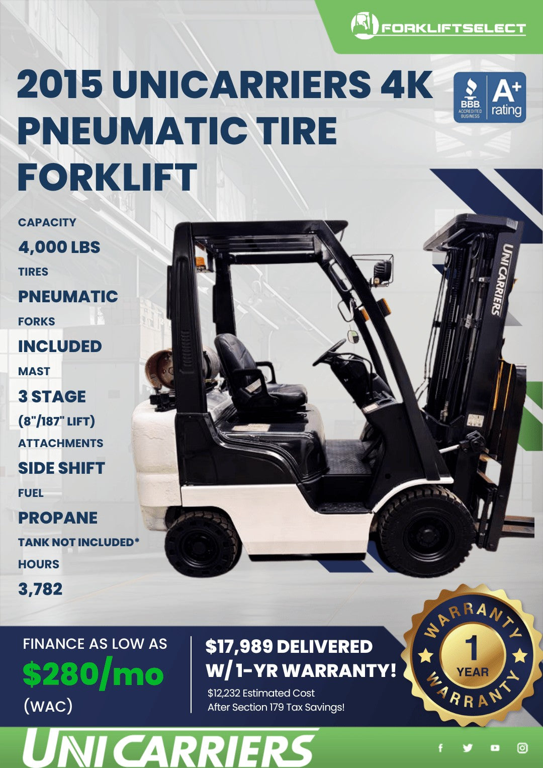 2015.0 UniCarriers 4K Pneumatic Tir...