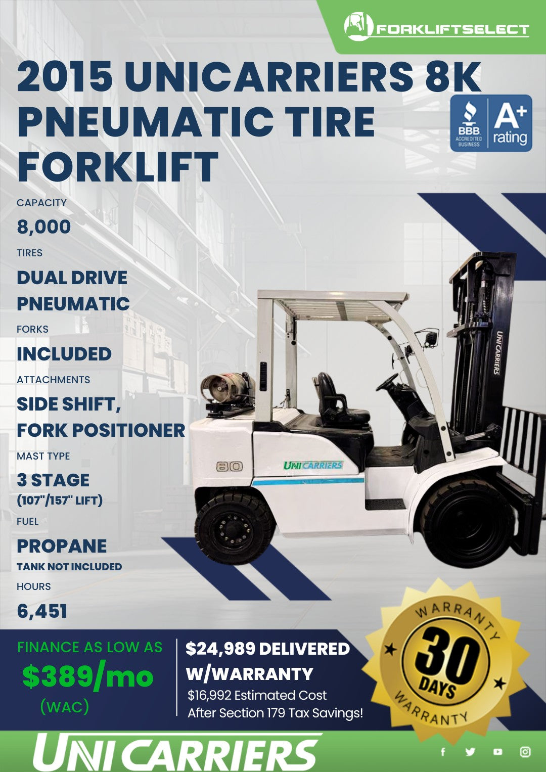 2015.0 UniCarriers 8K Pneumatic Tir...