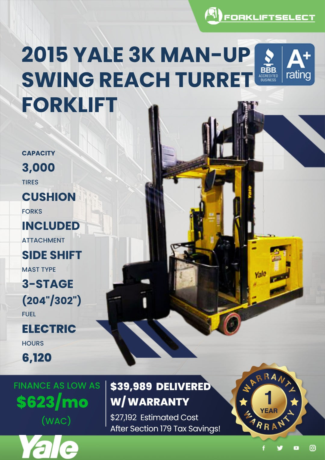 2015 Yale 3K Man-Up Swing Reach Tur...