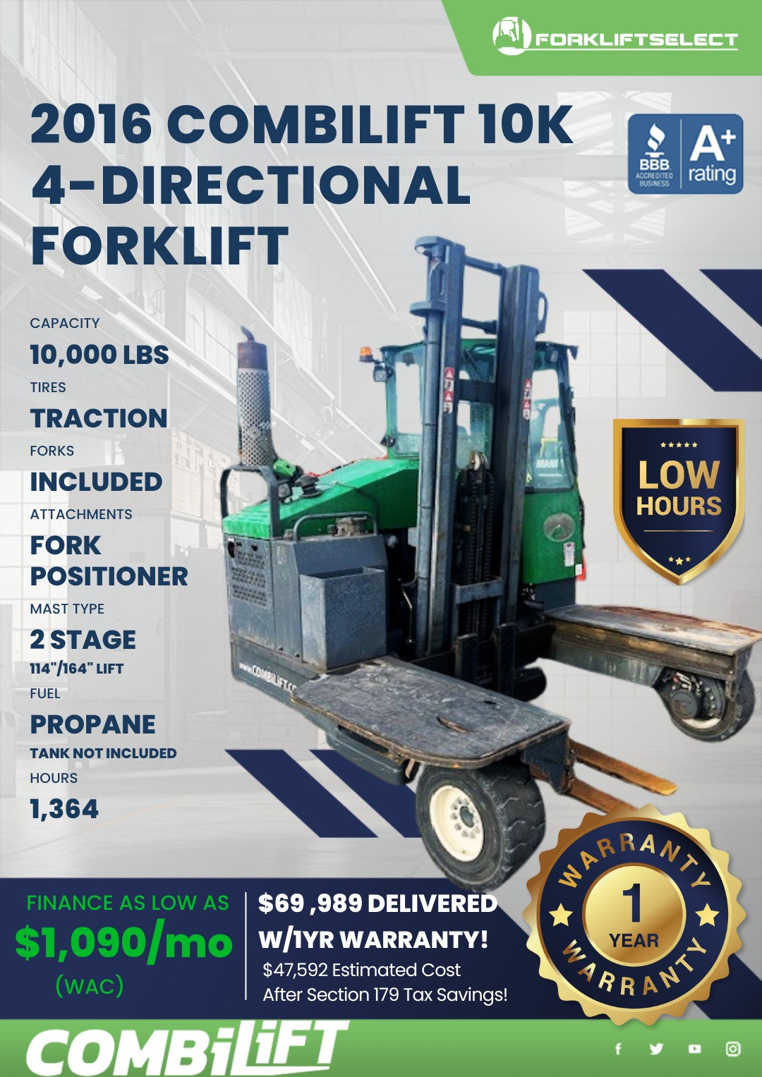 2016 Combilift 10K Traction Tire 4-...