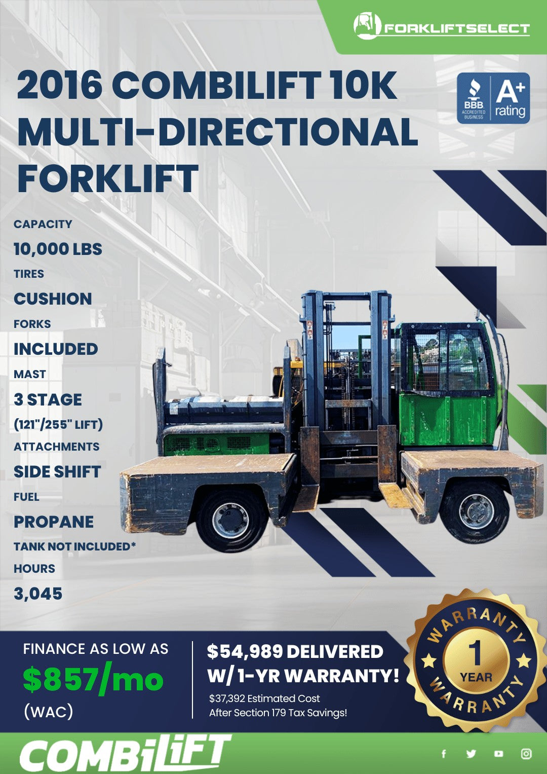 2016.0 Combilift 10K Cushion Tire M...