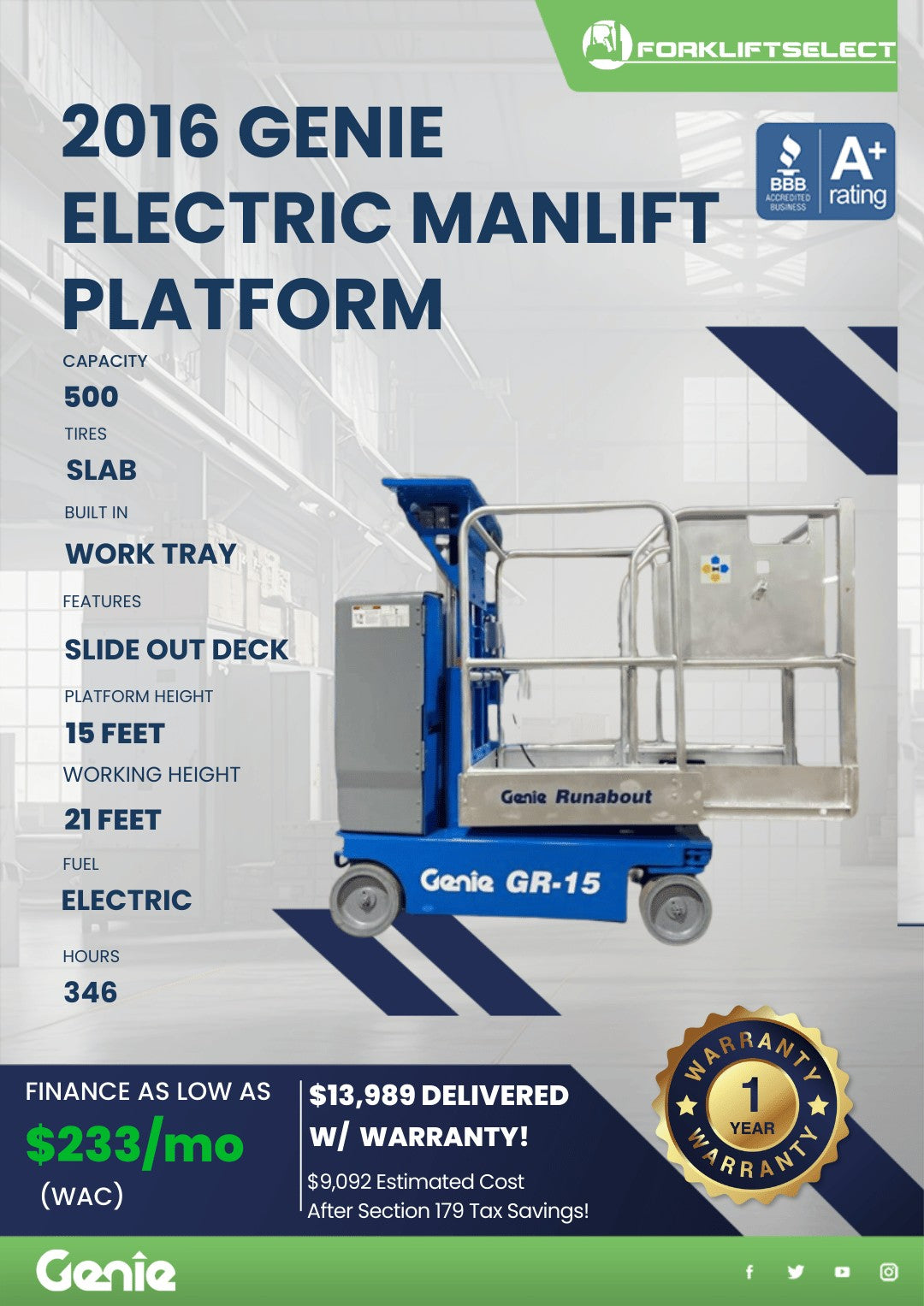 2016.0 Genie 1K Slab Tire Electric ...