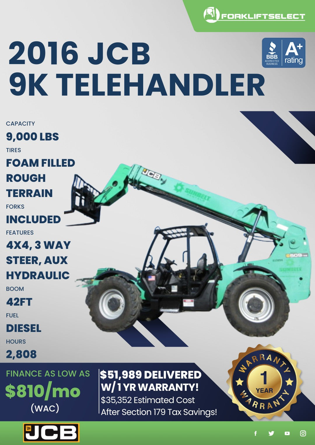 2016.0 JCB 9K Rough Terrain Telehan...