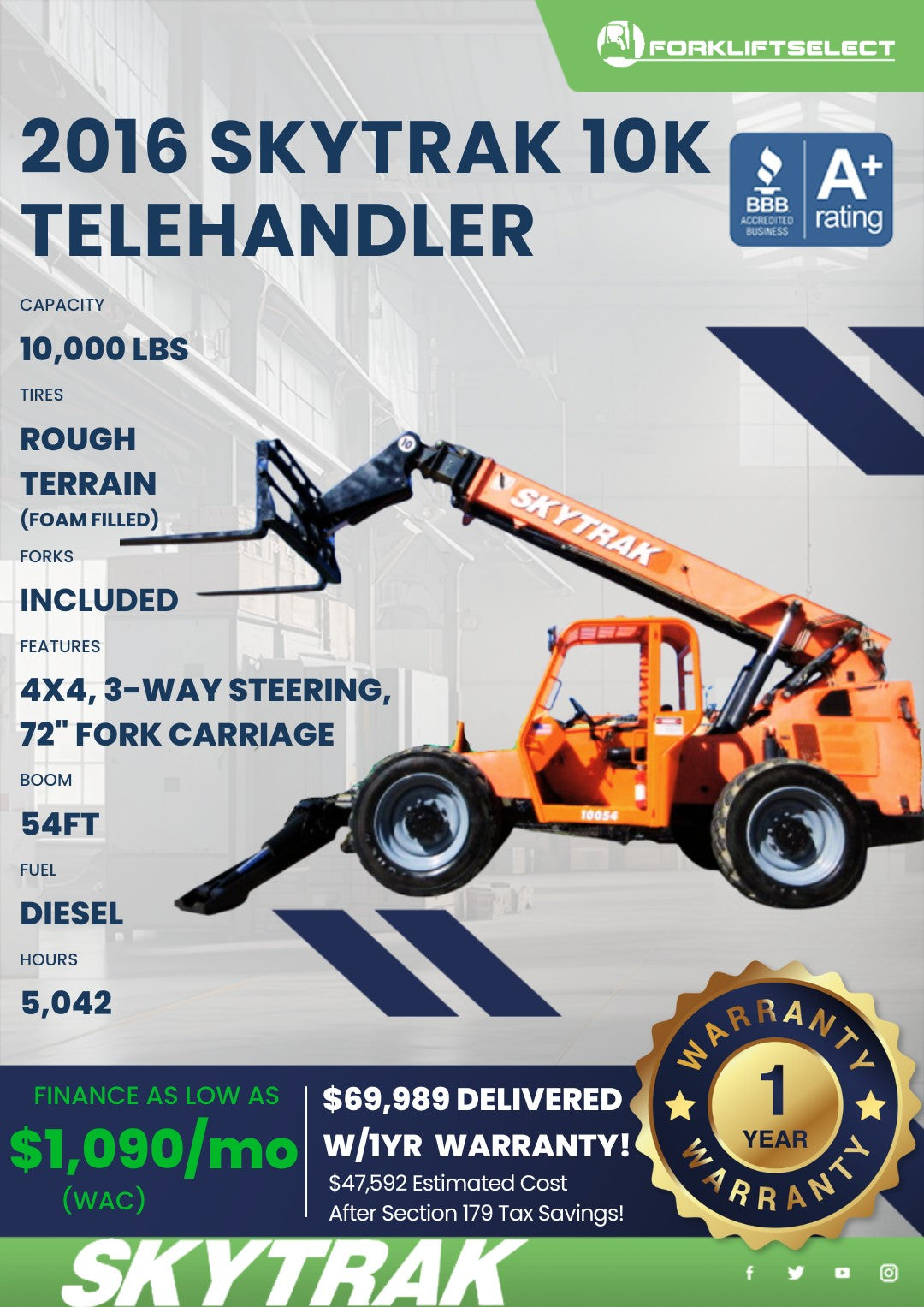 2016 Skytrak 10K Rough Terrain Tele...