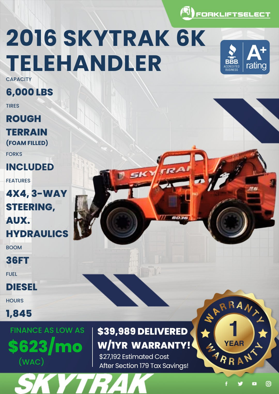 2016.0 SkyTrak 6K Rough Terrain Tel...