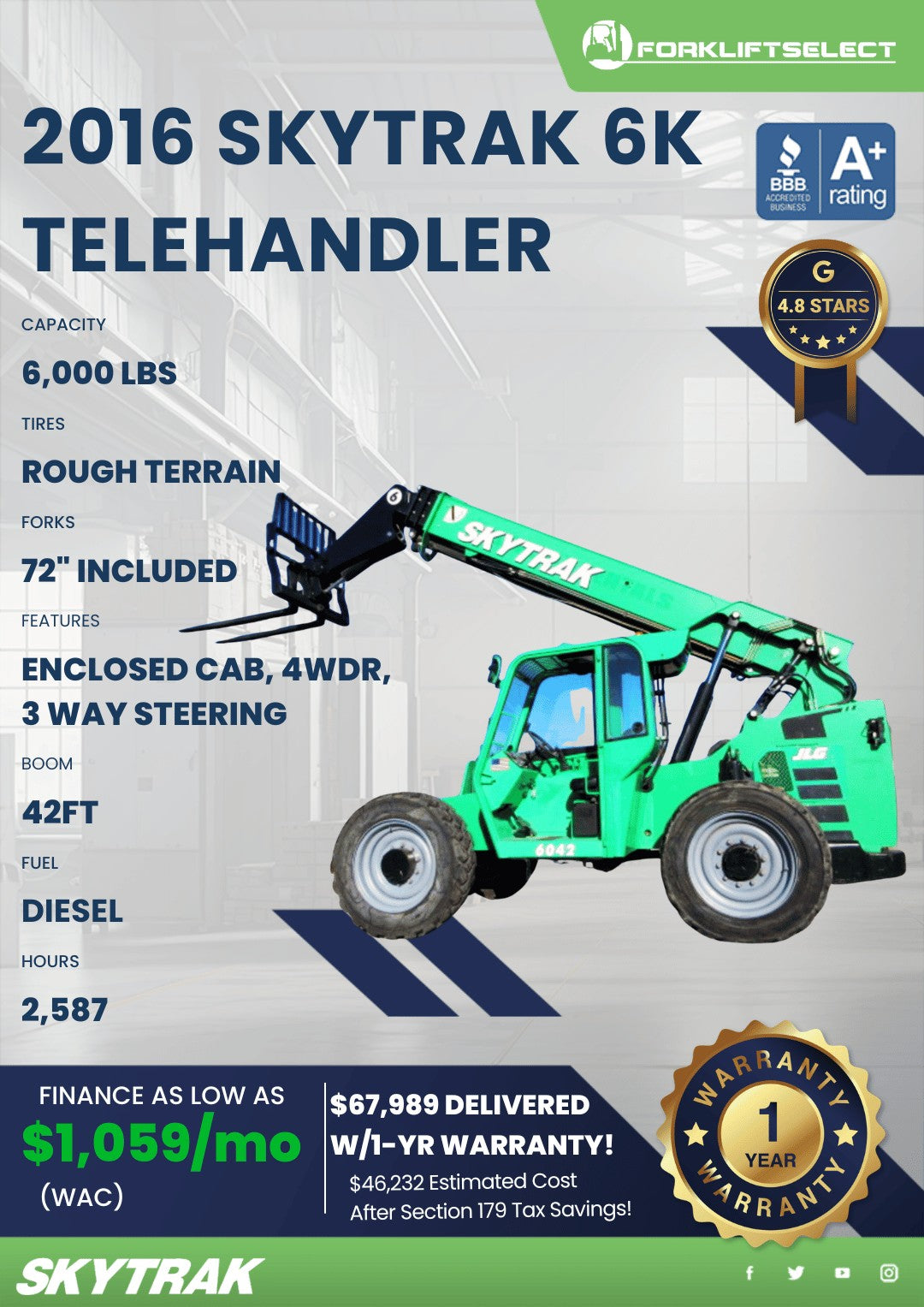 2016 SkyTrak 6K Rough Terrain Teleh...