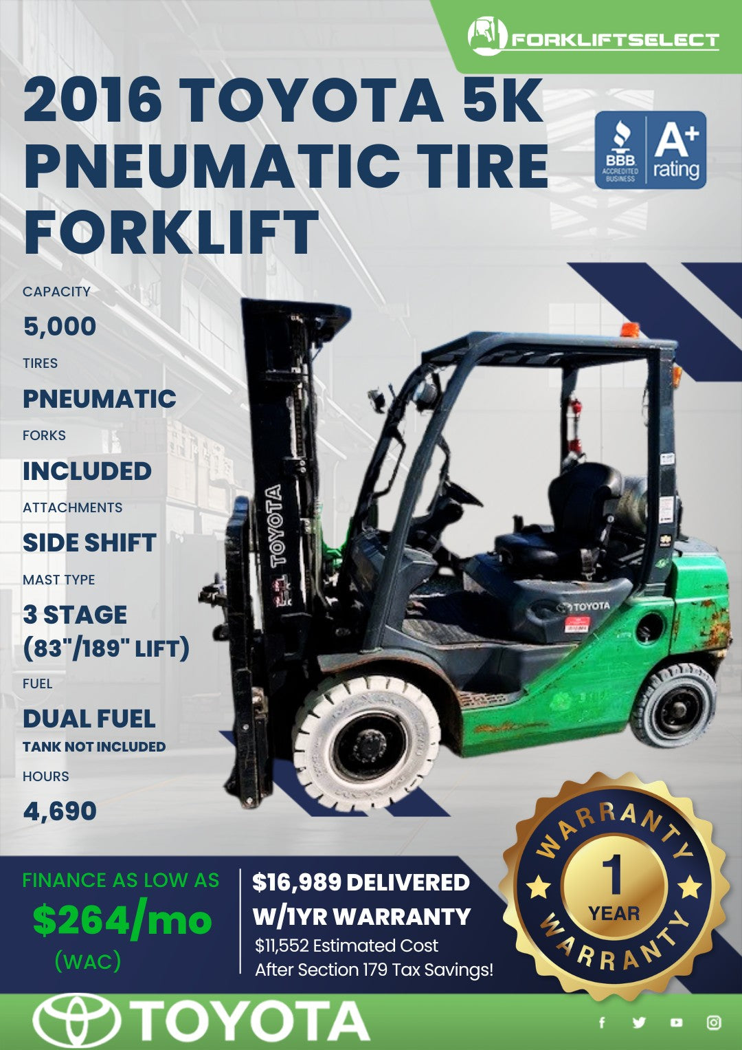 2016.0 Toyota 5K Pneumatic Tire For...