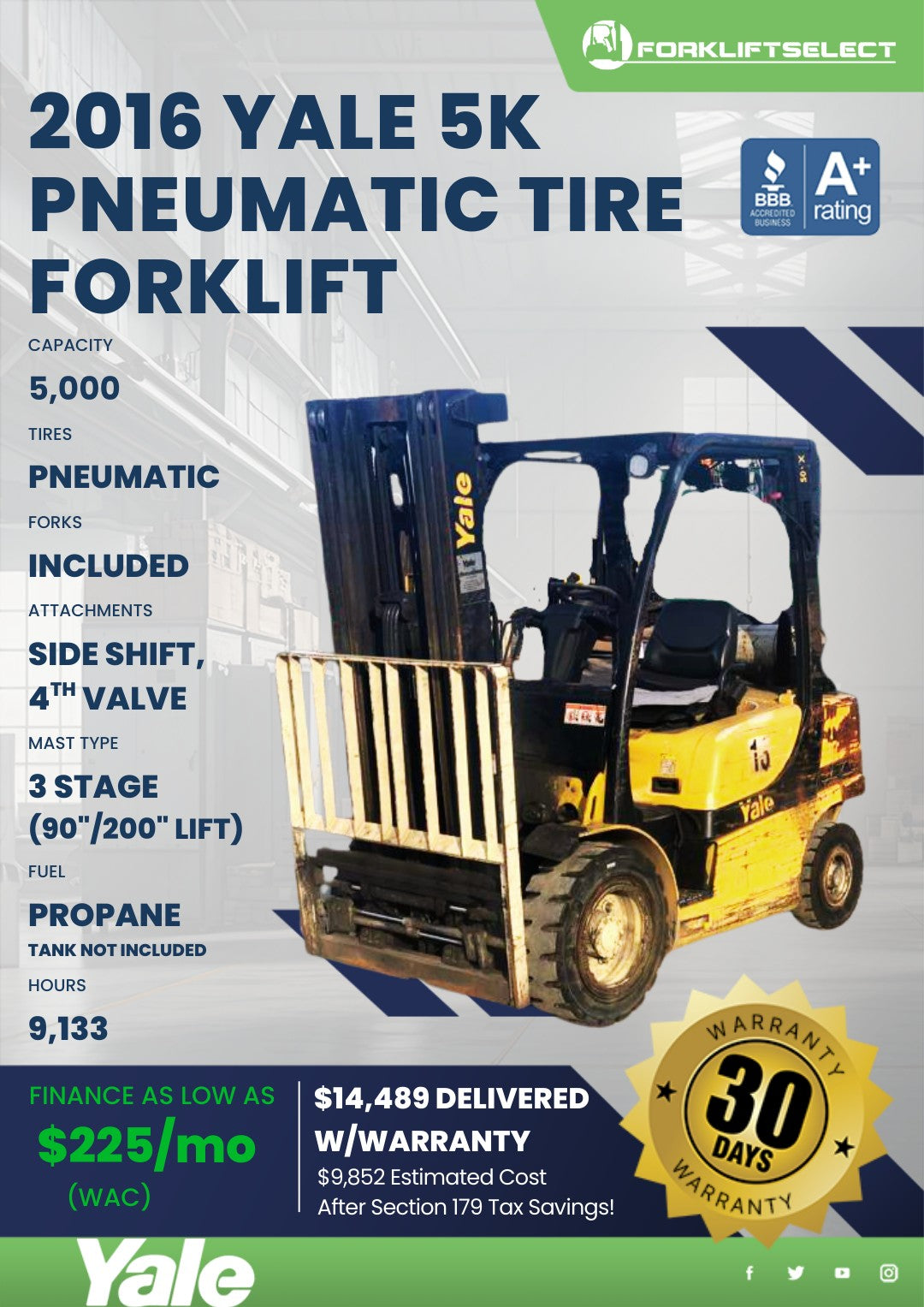 2016.0 Yale 5K Pneumatic Tire Forkl...