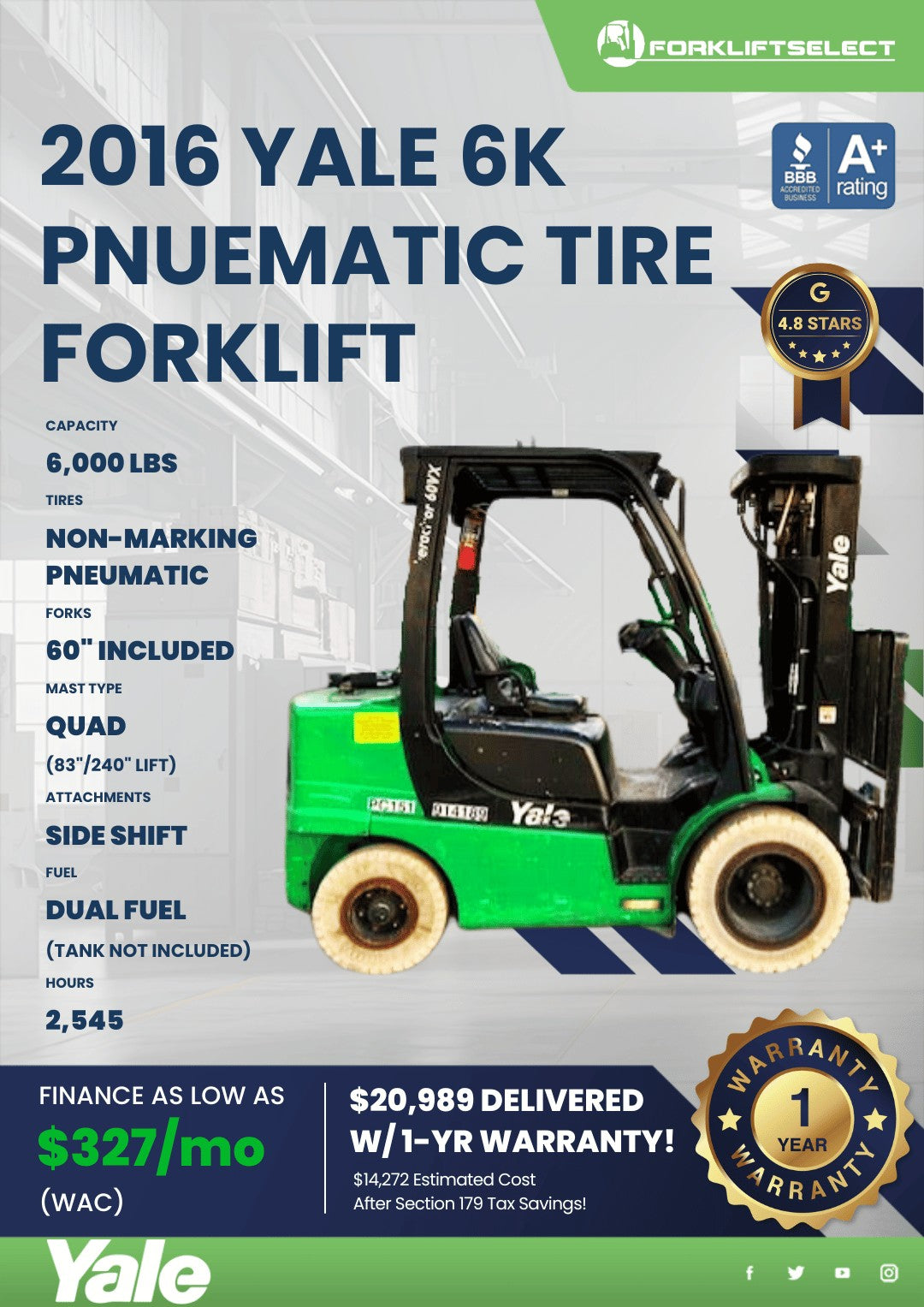 2016.0 Yale 6K Non-Marking Pneumati...