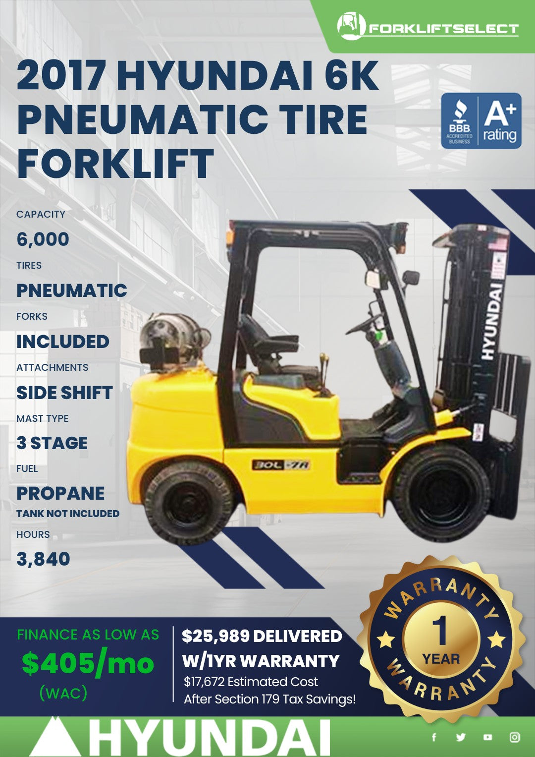 2017.0 Hyundai 6K Pneumatic Tire Fo...