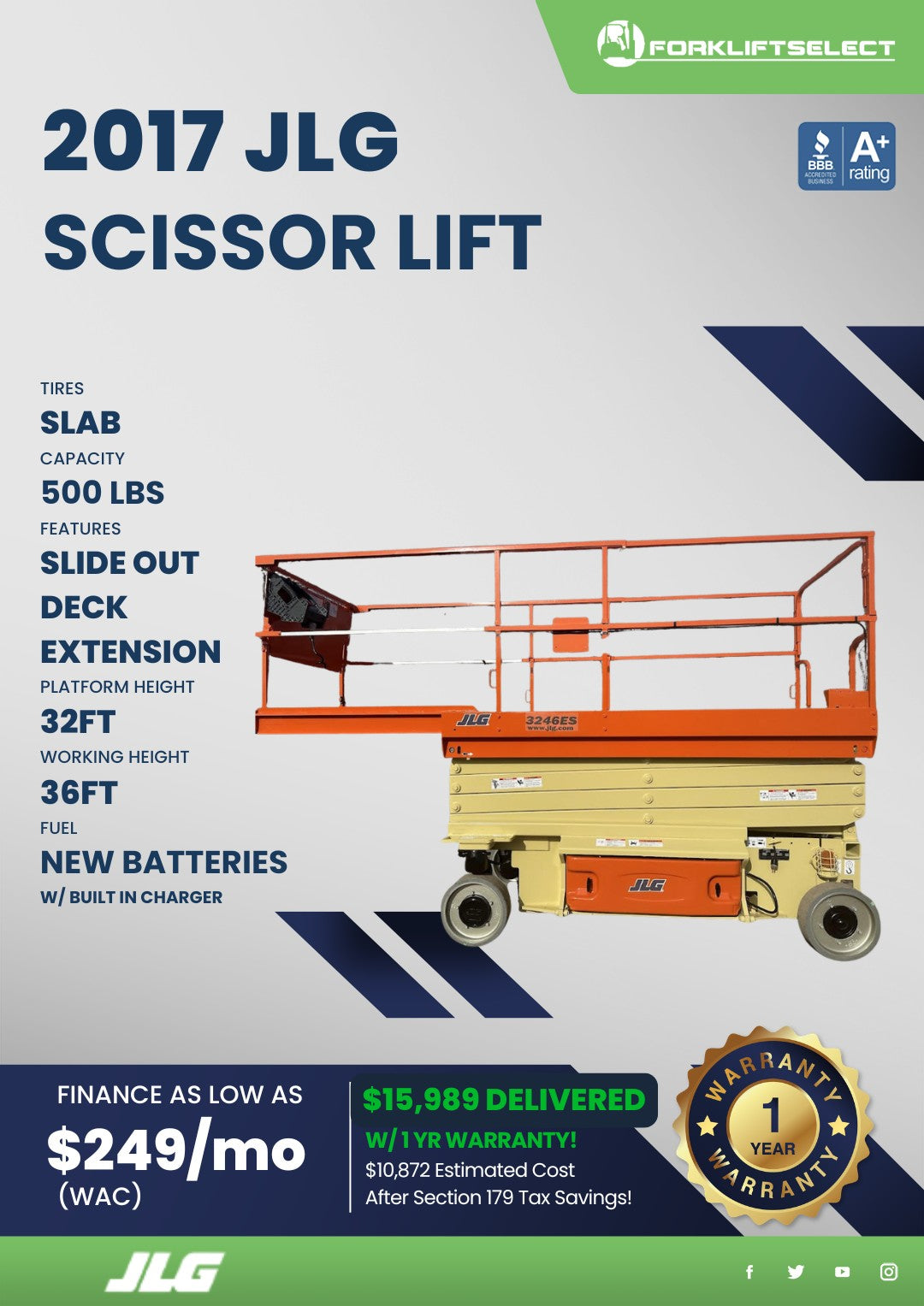 2017.0 JLG 0.5K Slab Scissor Lift