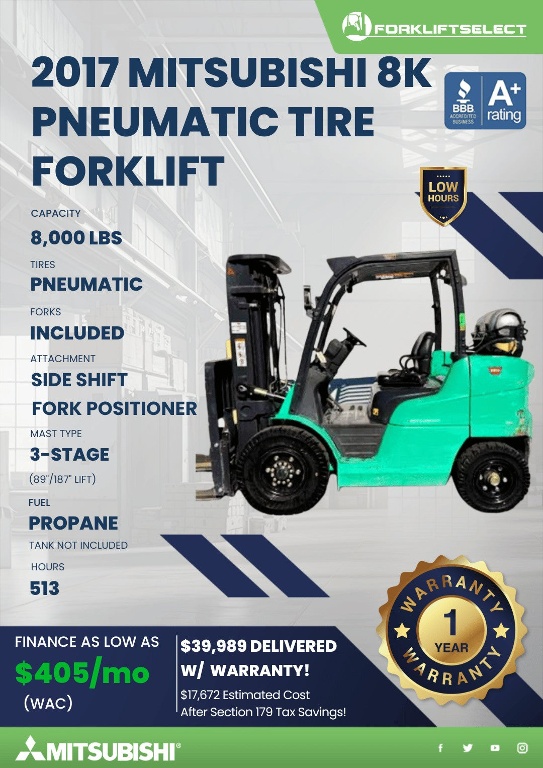 2017 Mitsubishi 8K Pneumatic Tire F...