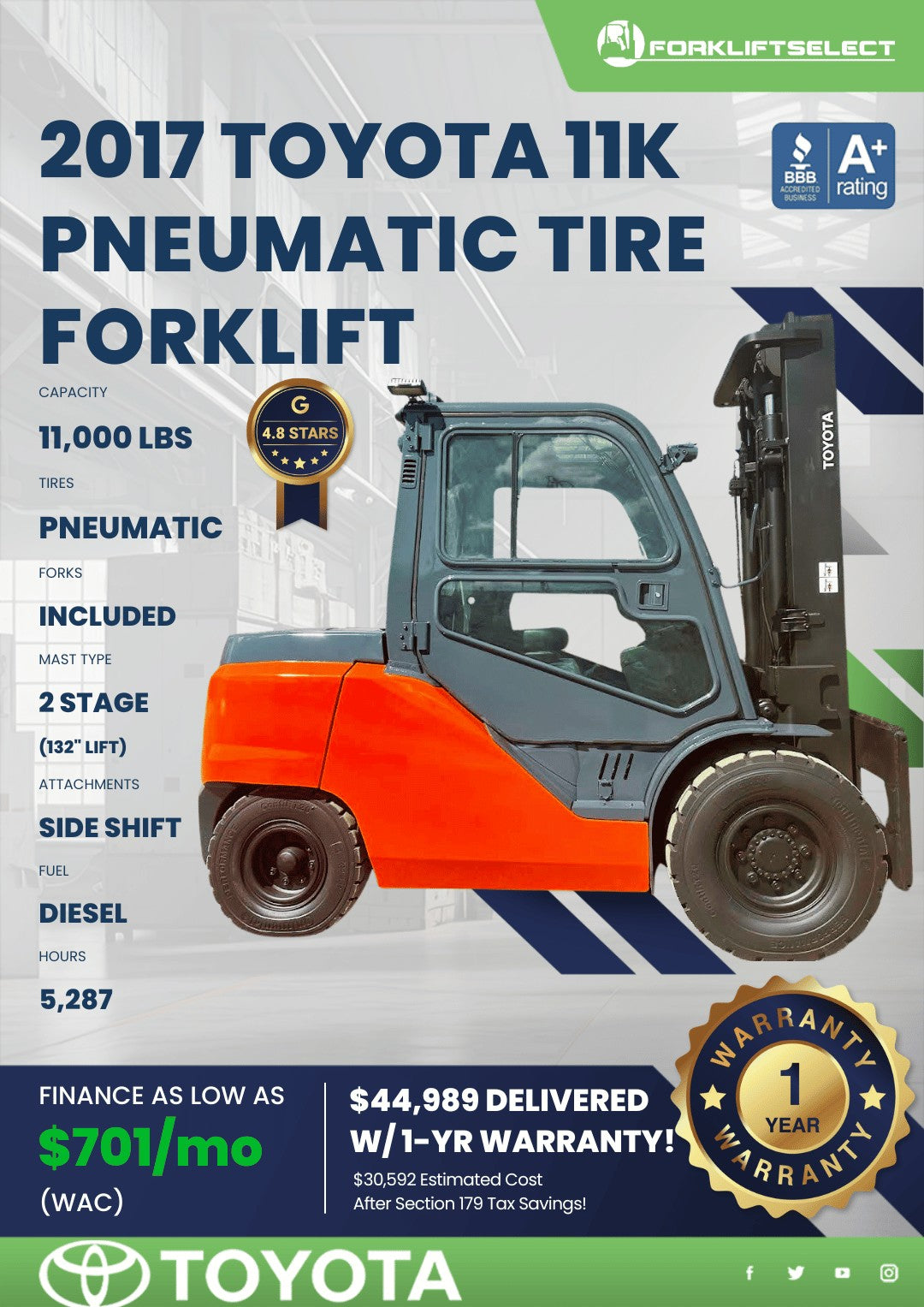 2017.0 Toyota 11K Pneumatic Tire Fo...