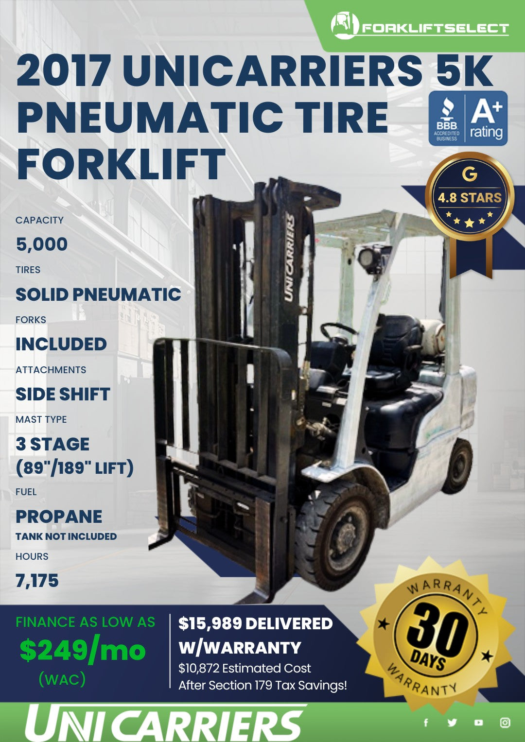 2017 Unicarriers 5K Pneumatic Tire ...