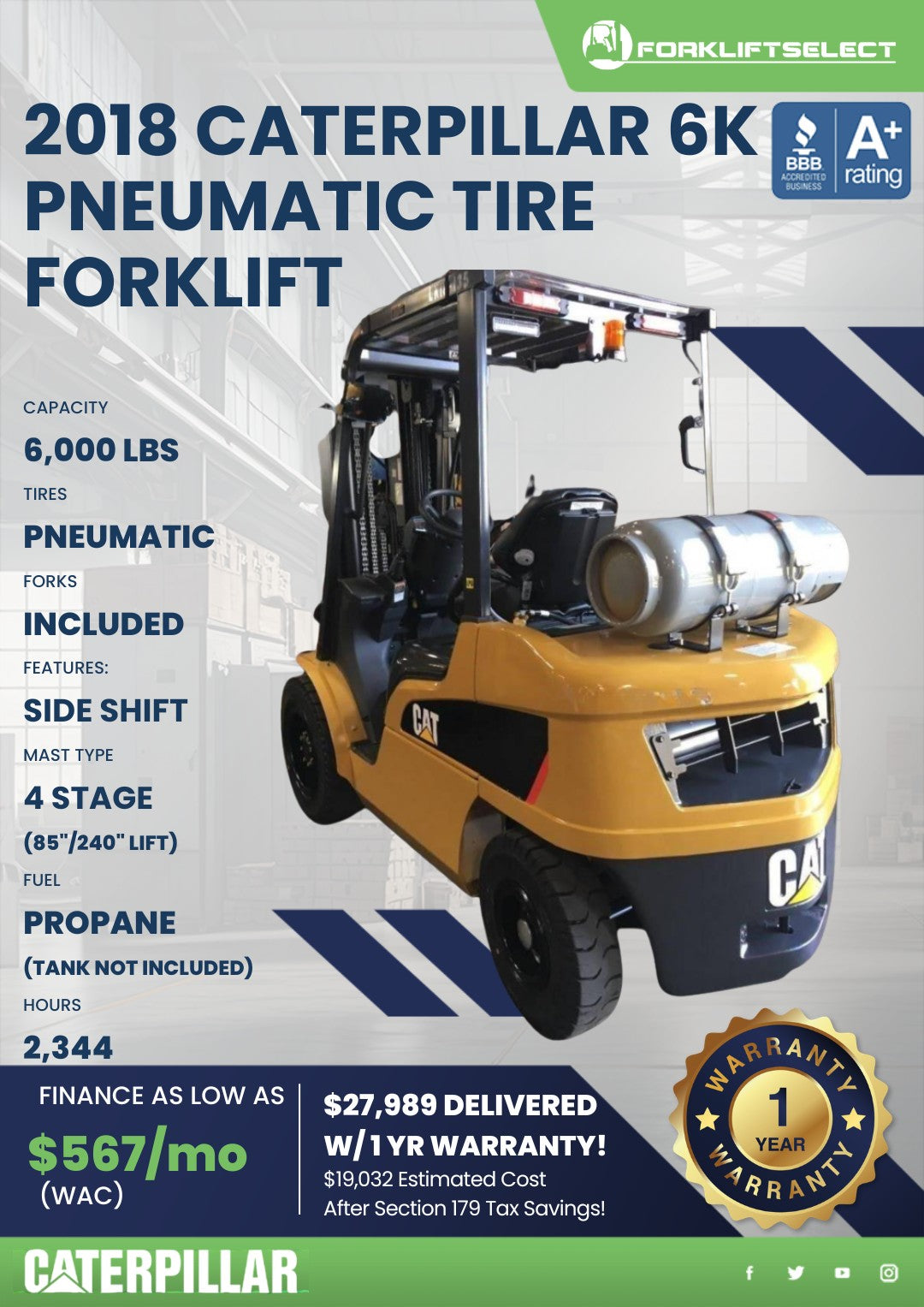 2018.0 Caterpillar 6K Pneumatic Tir...