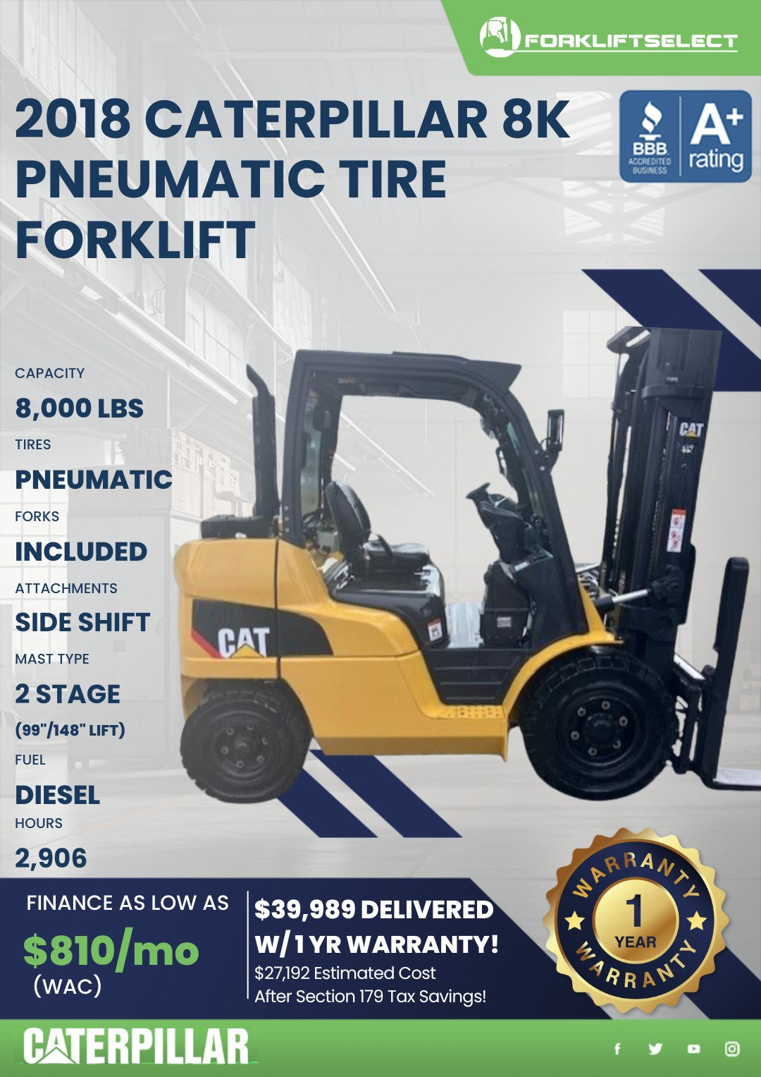 2018.0 Caterpillar 8K Pneumatic Tir...