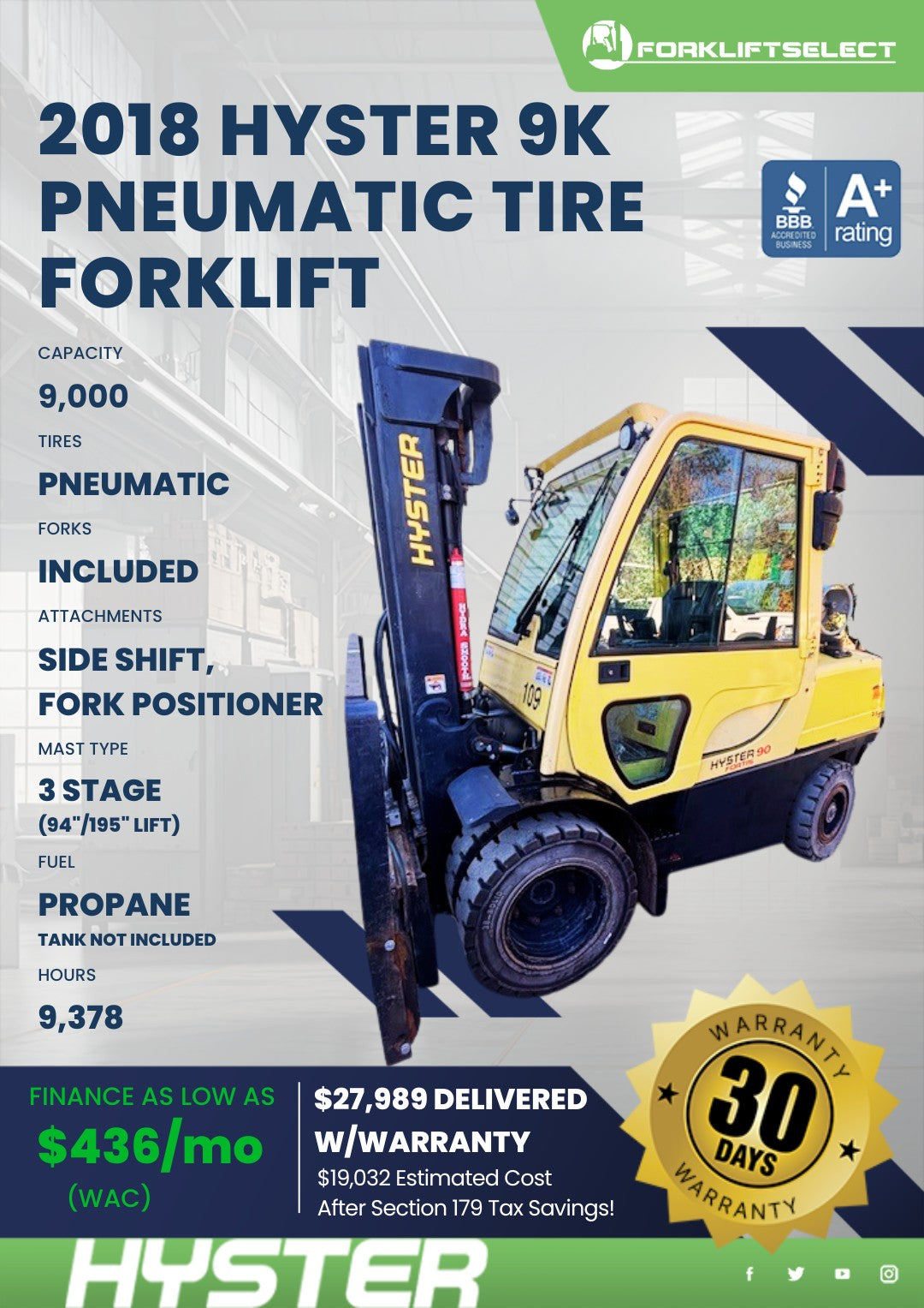 2018.0 Hyster 9K Pneumatic Tire For...