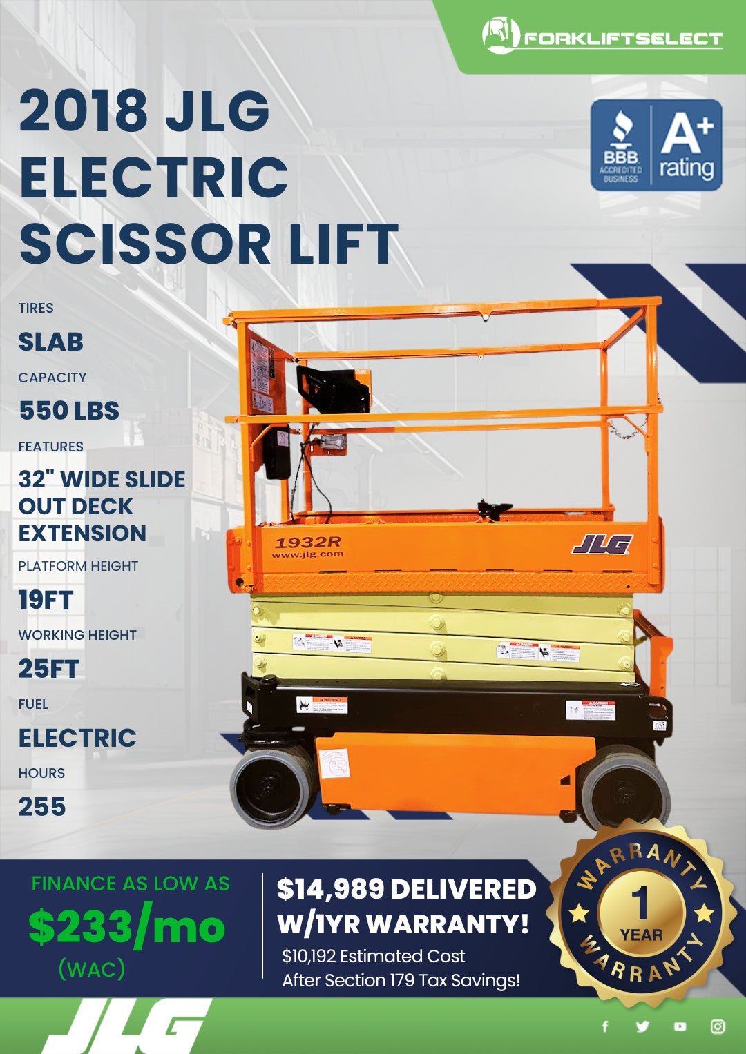 2018.0 JLG 1K Slab Electric Scissor...