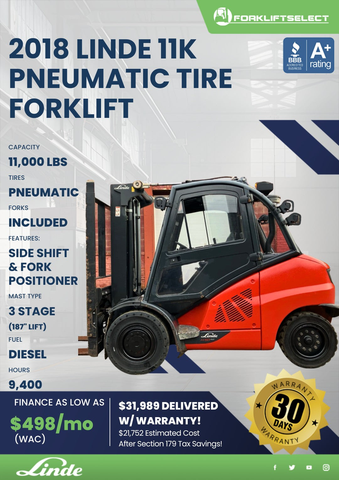 2018.0 Linde 11K Pneumatic Tire For...