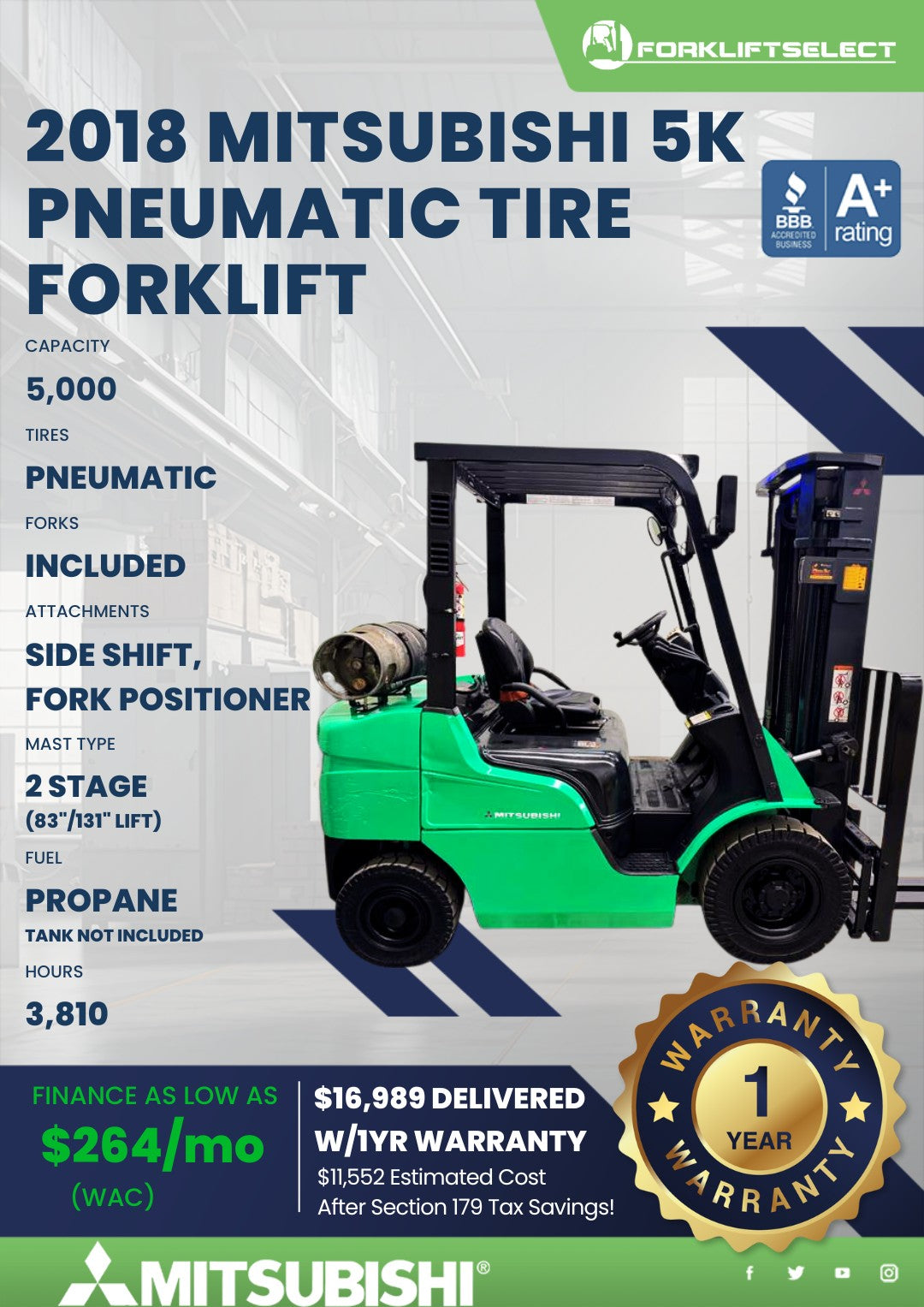 2018 Mitsubishi 5K Pneumatic Tire F...