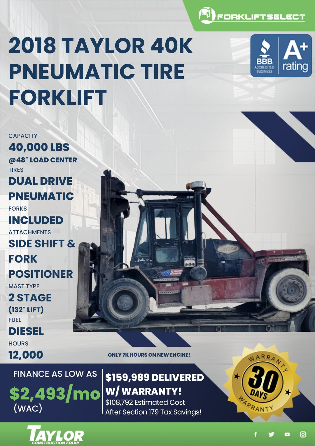 2018.0 Taylor 40K Pneumatic Tire Fo...