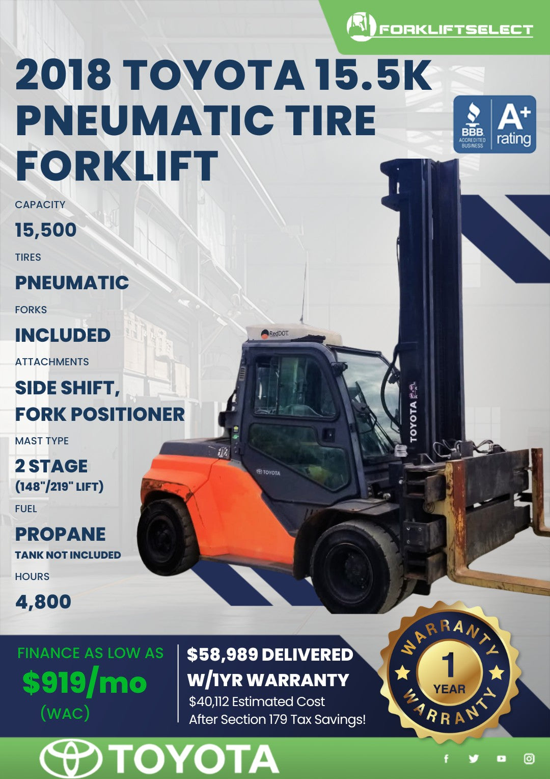 2018.0 Toyota 15.5K Pneumatic Tire ...