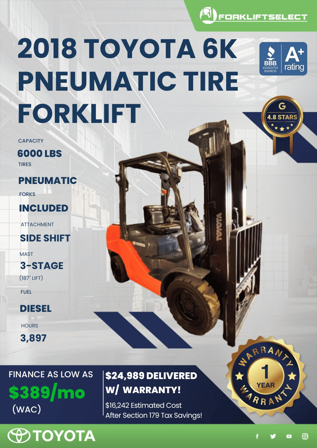2018.0 Toyota 6K Pneumatic Tire For...