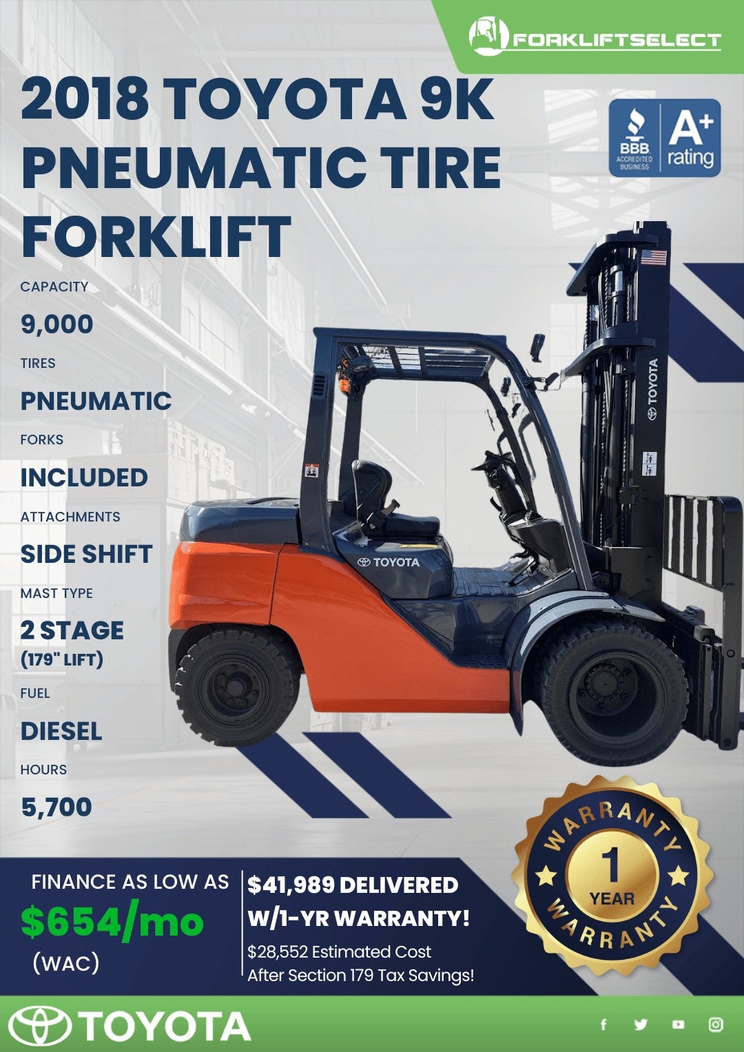 2018.0 Toyota 9K Pneumatic Tire For...