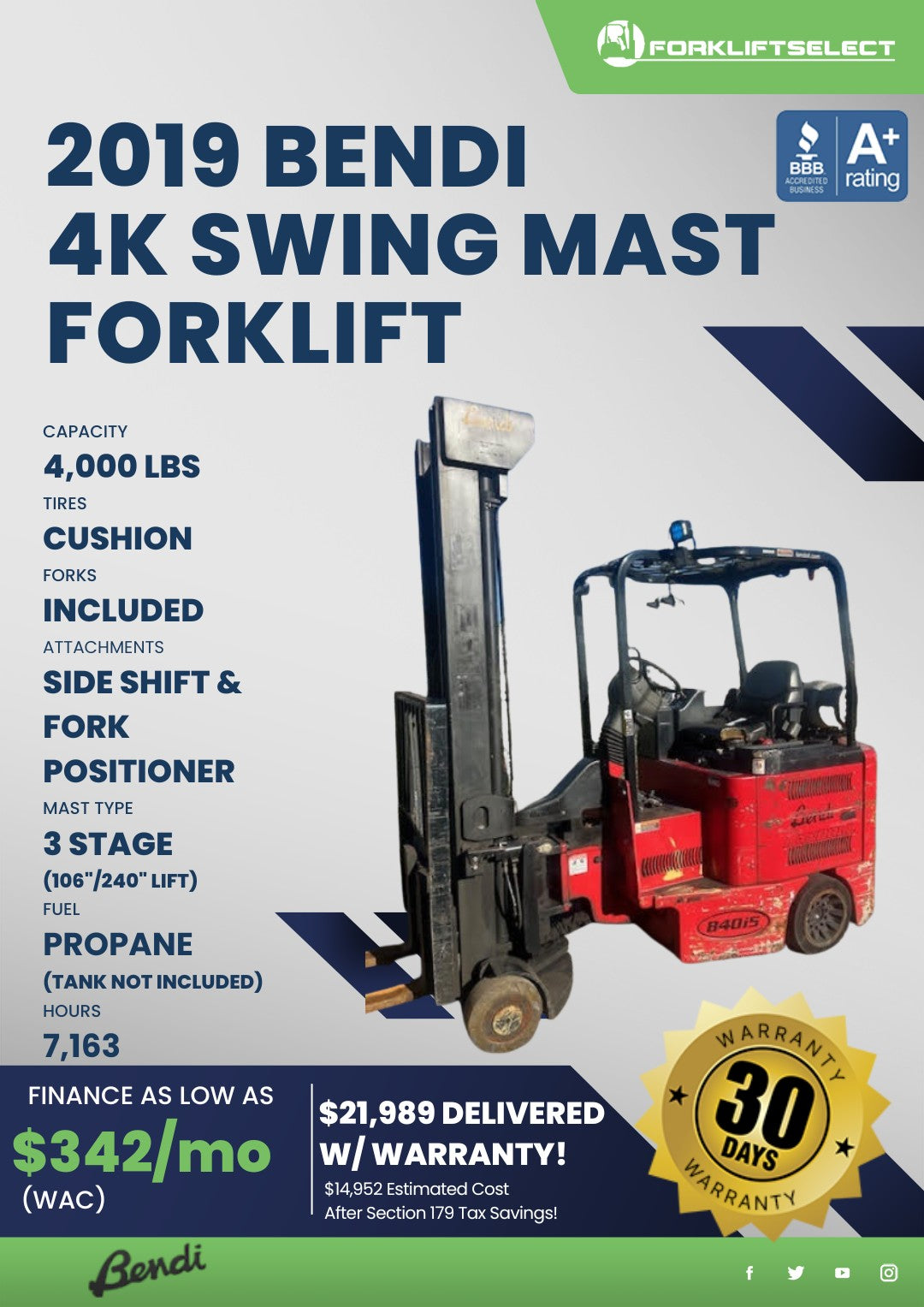 2019.0 Bendi 4K Cushion Tire Swing ...