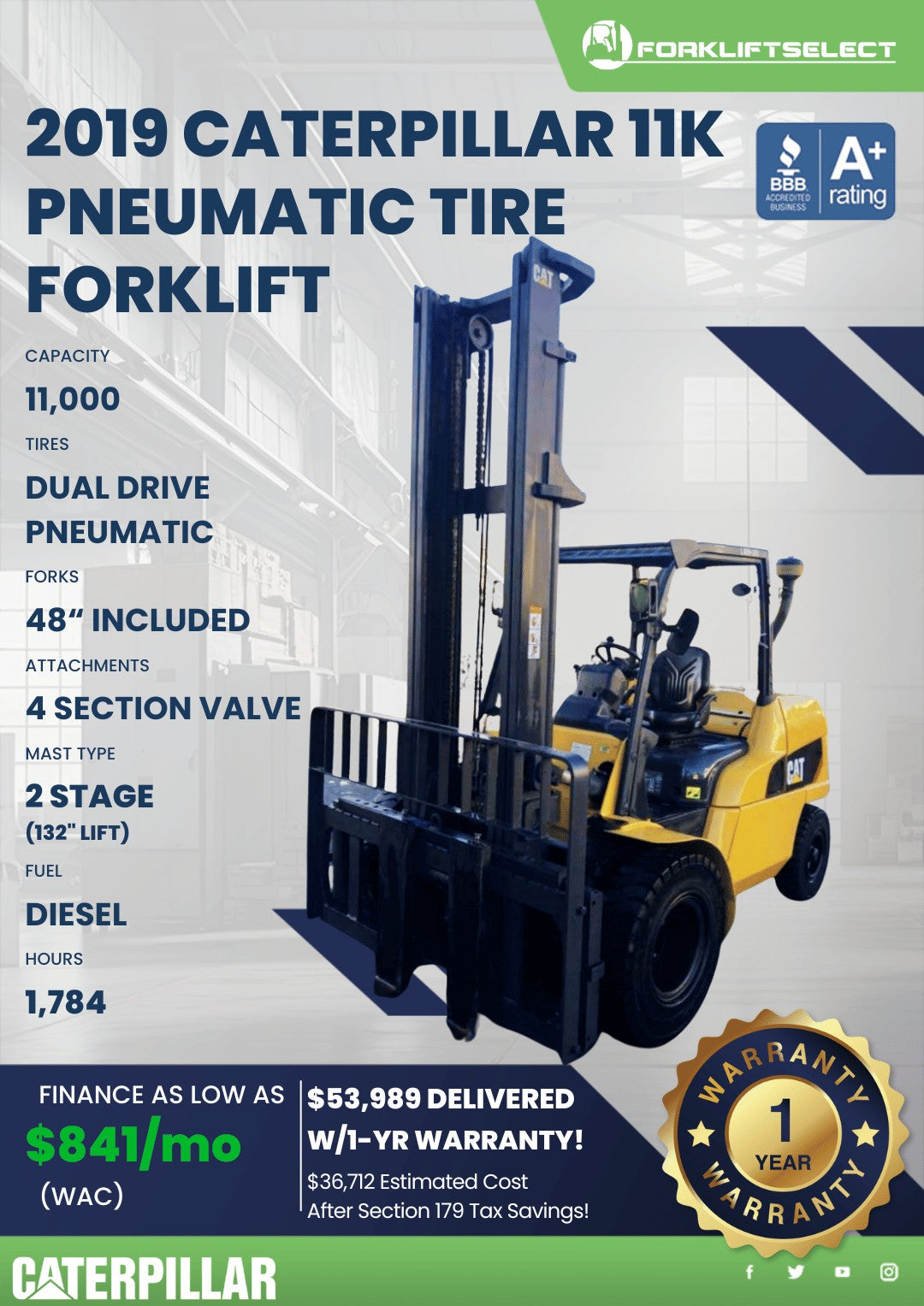 2019.0 Caterpillar 11K Pneumatic Ti...