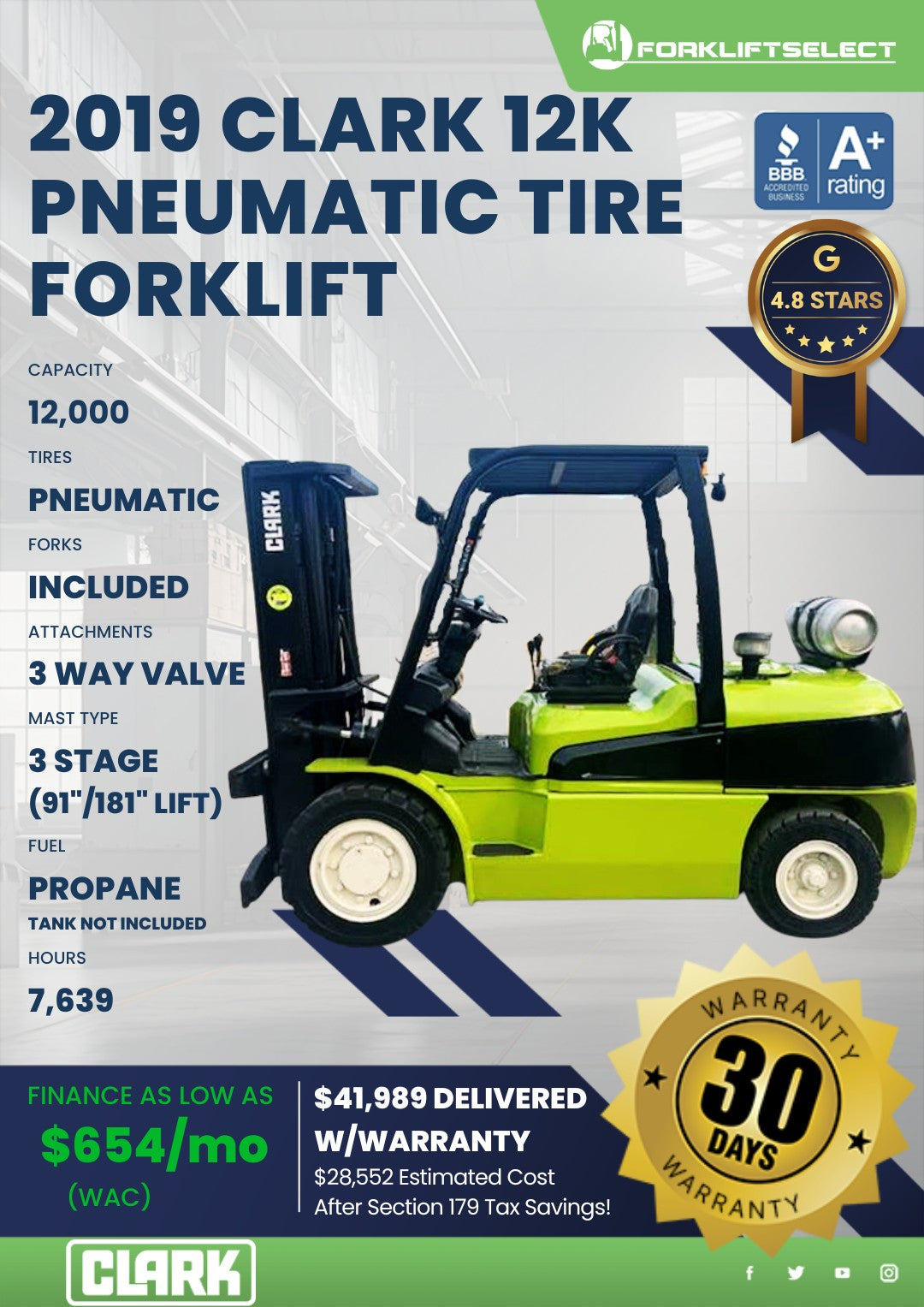 2019.0 Clark 12K Pneumatic Tire For...
