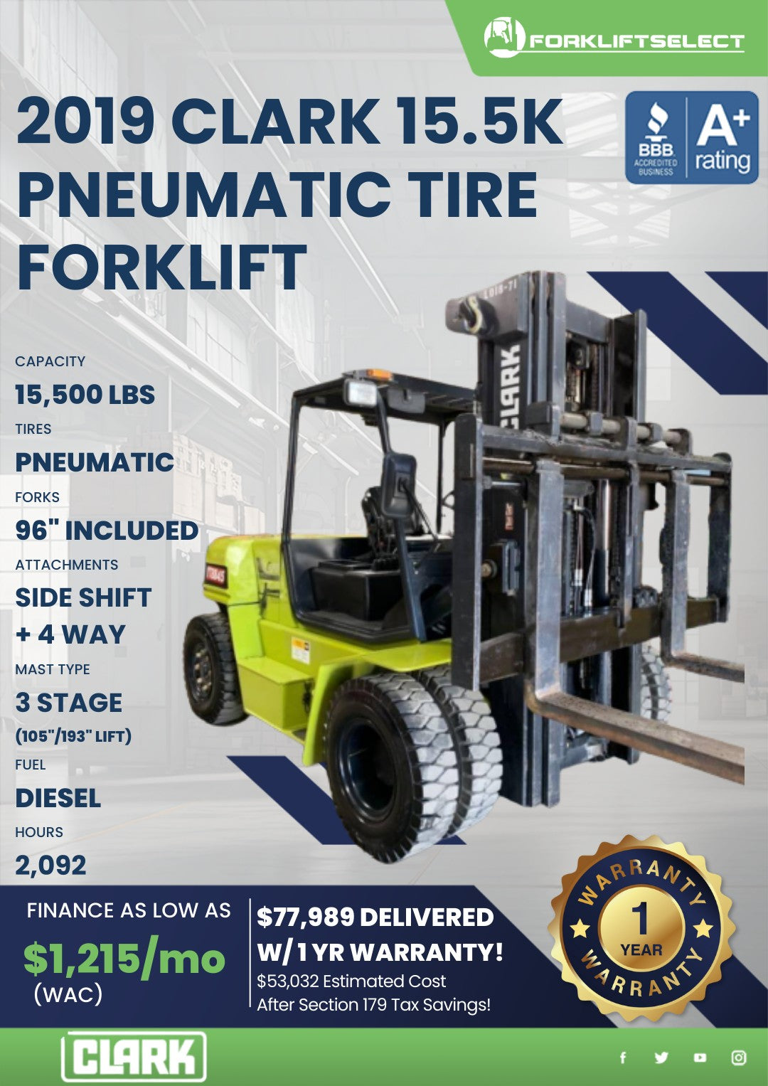 2019.0 Clark 16K Pneumatic Tire For...
