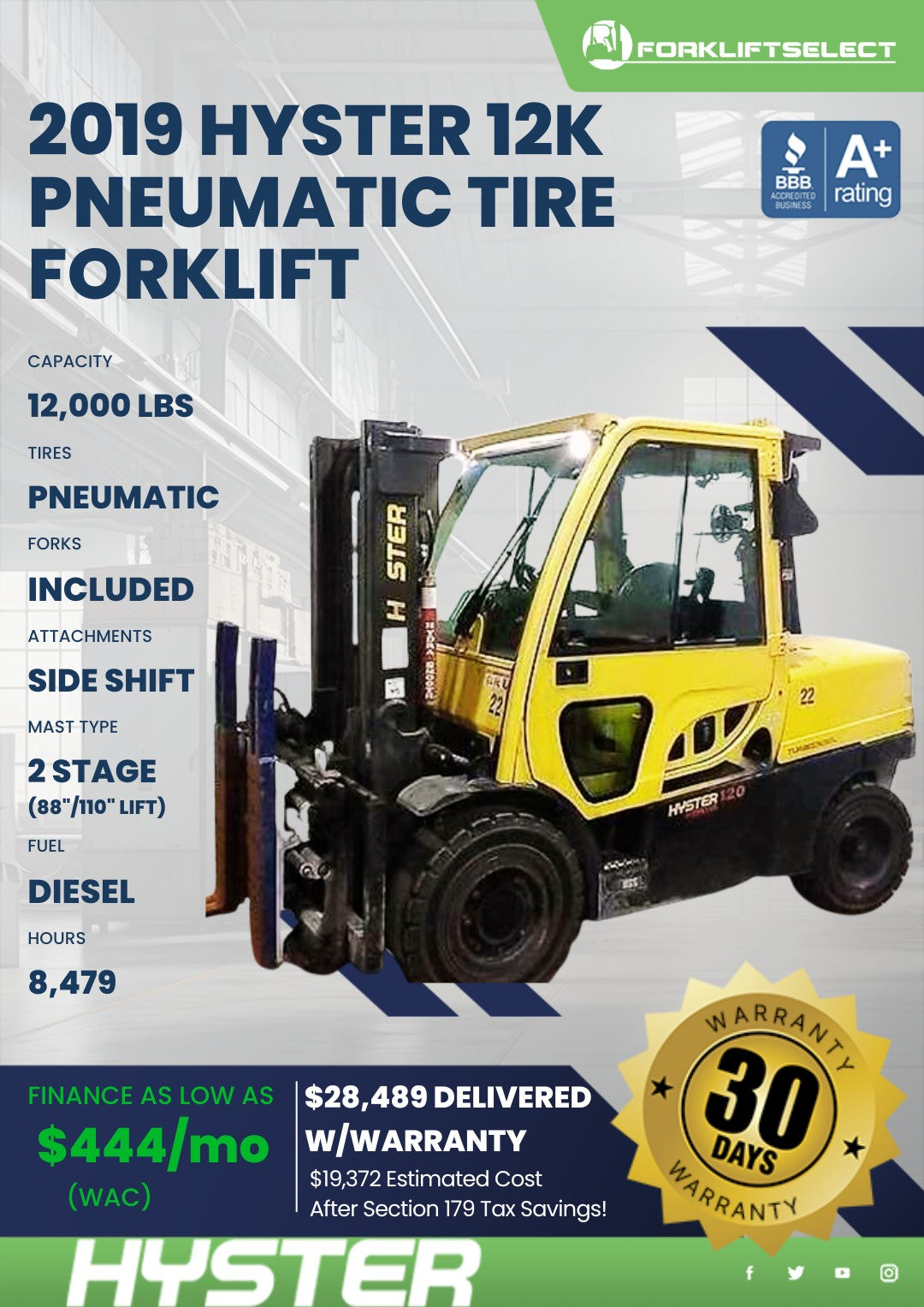 2019.0 Hyster 12K Pneumatic Tire Fo...