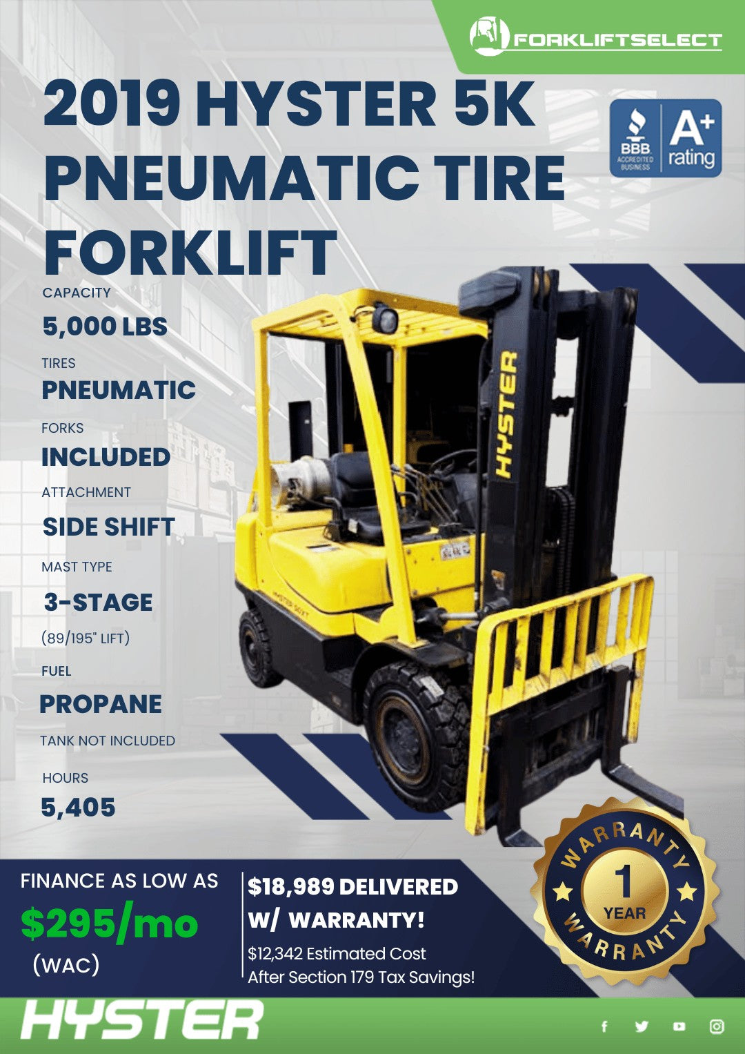 2019.0 Hyster 5K Pneumatic Tire For...