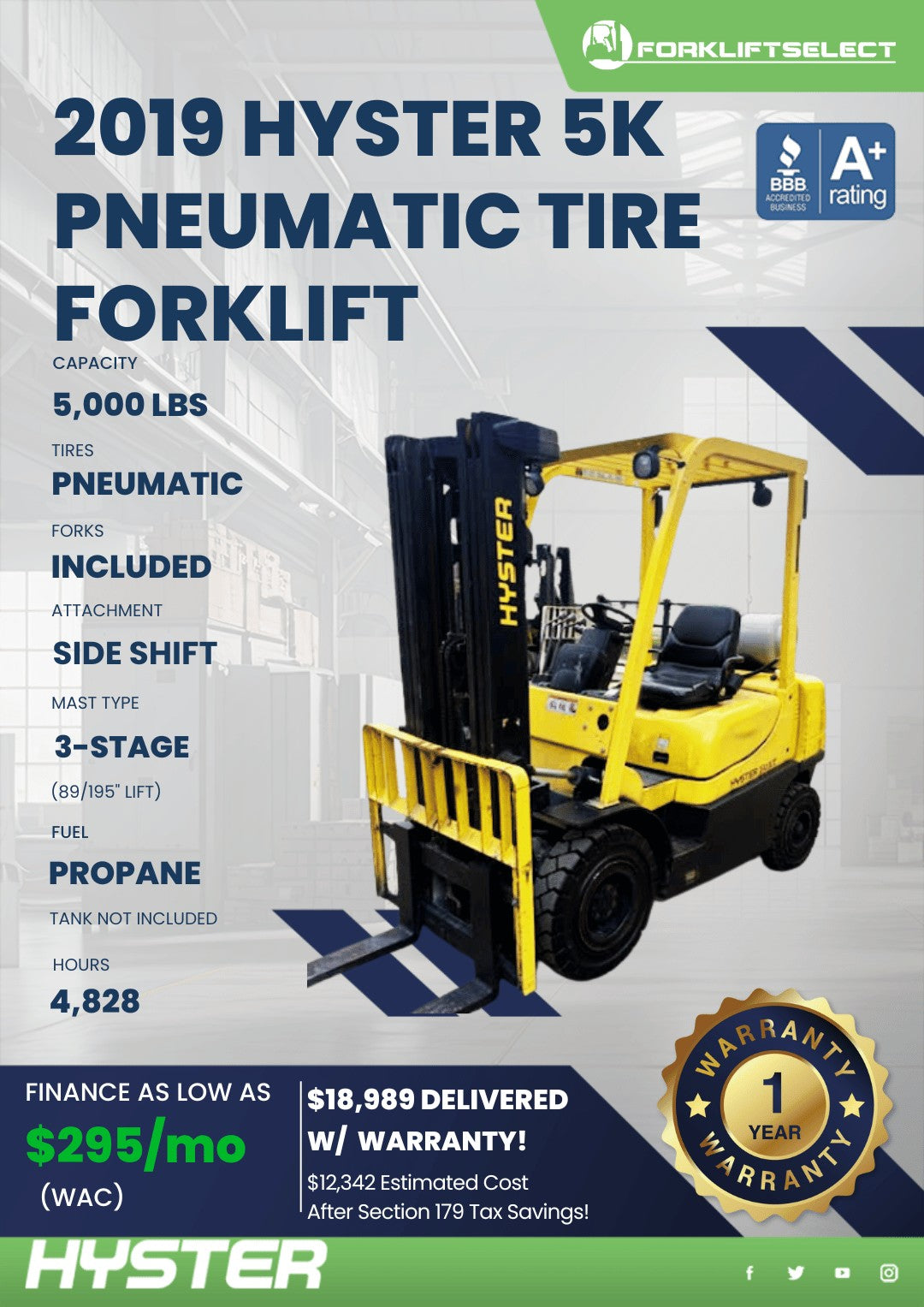 2019.0 Hyster 5K Pneumatic Tire For...