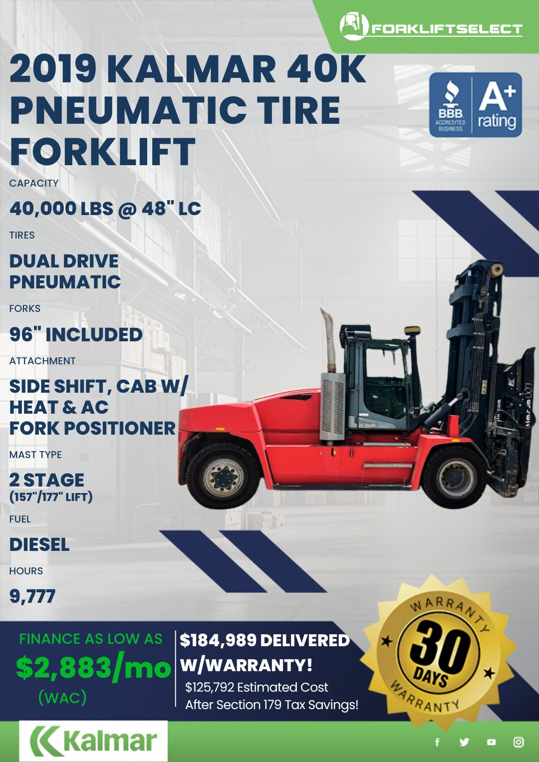 2019.0 Kalmar 40K Pneumatic Tire Fo...