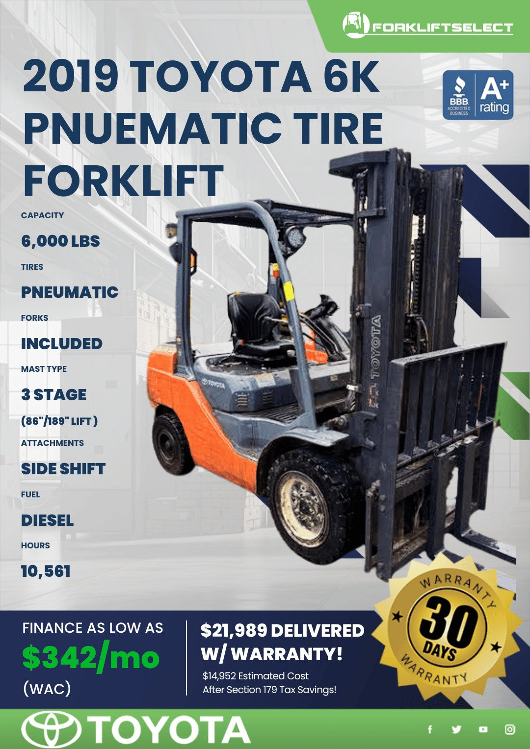2019.0 Toyota 6K Pneumatic Tire For...
